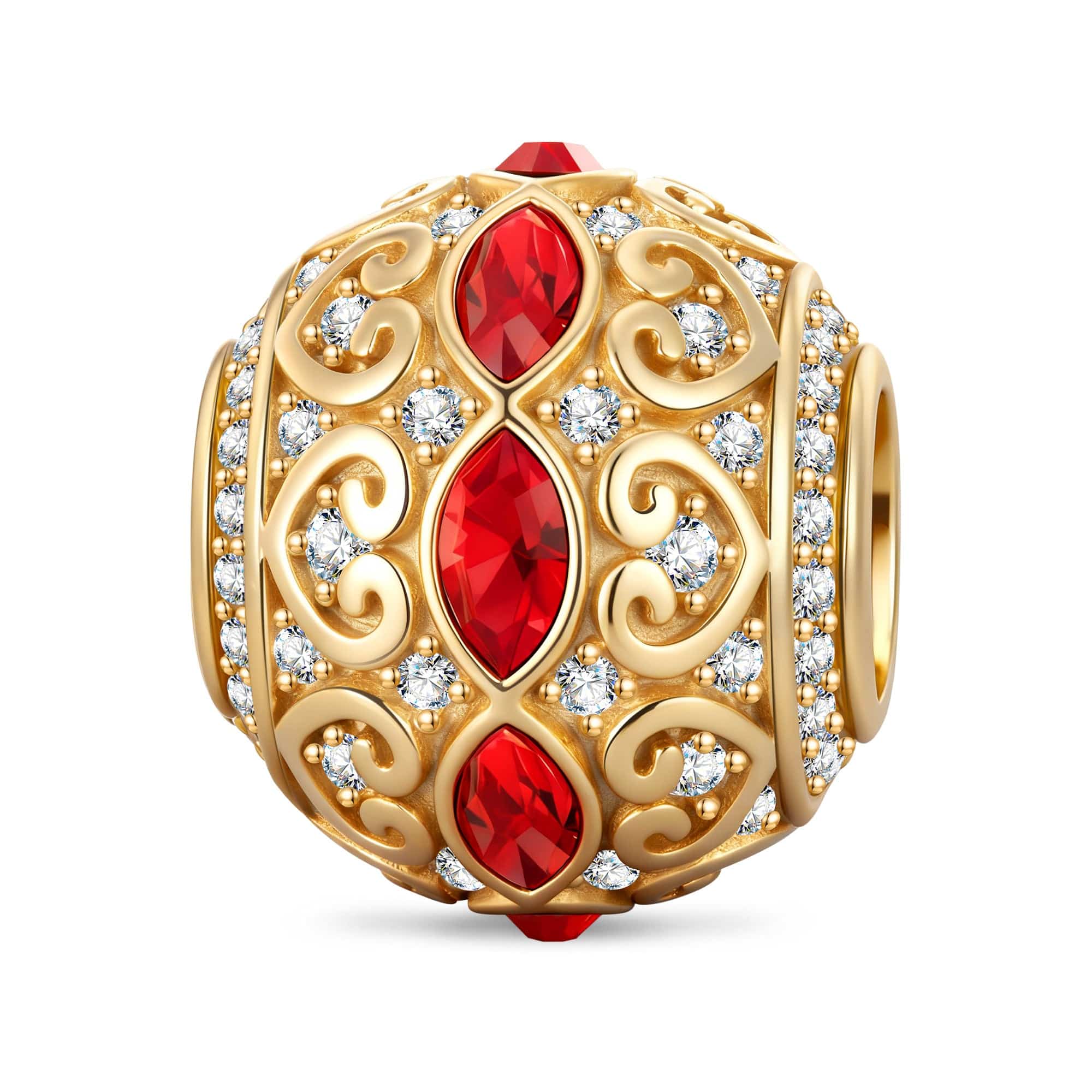 Vibrant Rouge Tarnish-resistant Silver Charms In 14K Gold Plated - Handcrafted with Swarovski® Crystals