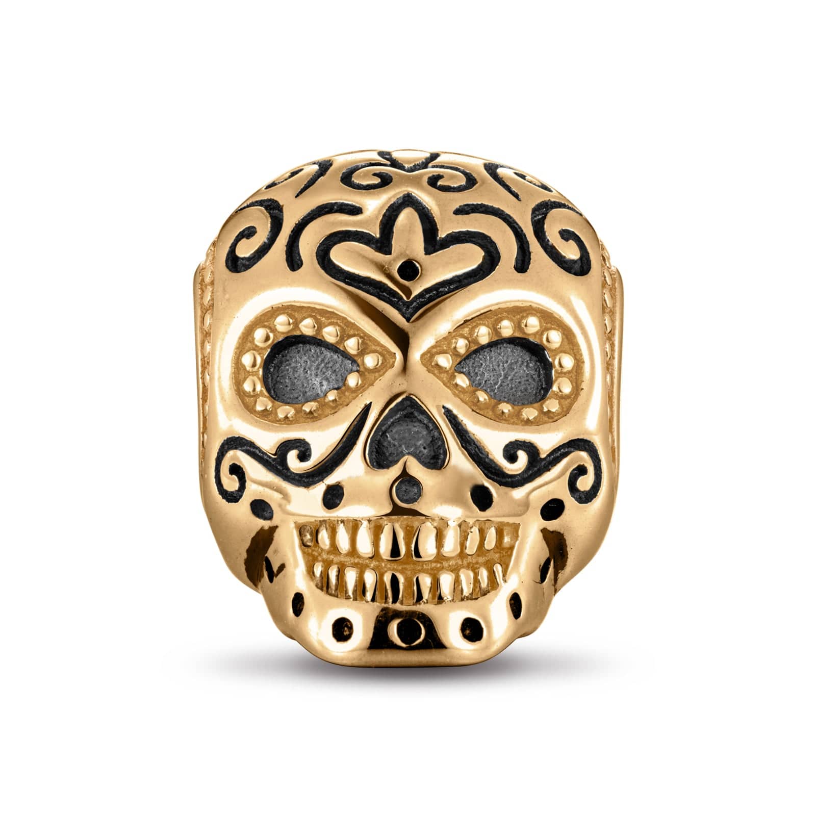 Skulls Tarnish-resistant Silver Charms With Enamel In 14K Gold Plated - Image 2
