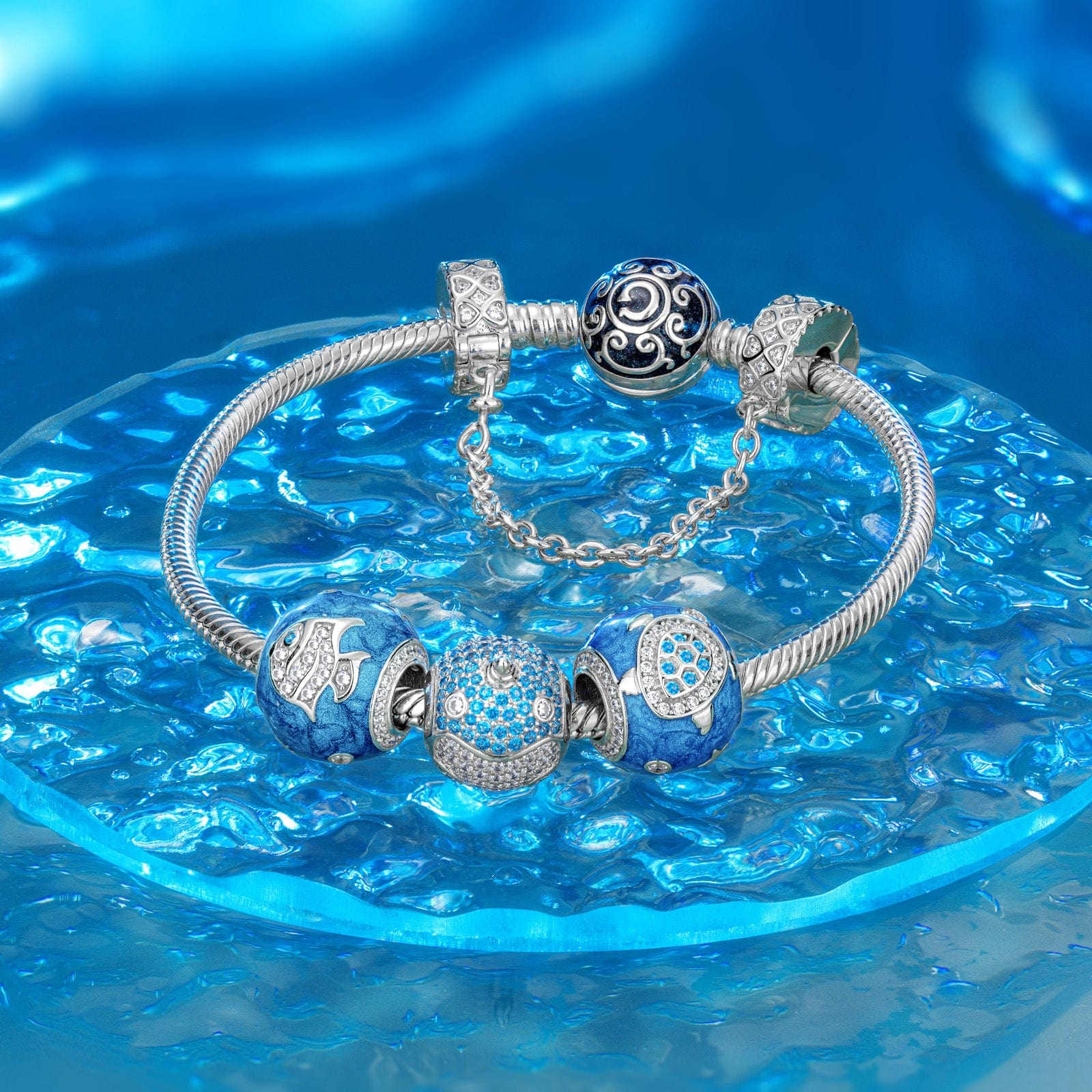 Sterling Silver Yellow Reef Fish Charms With Enamel In White Gold Plated - Image 3