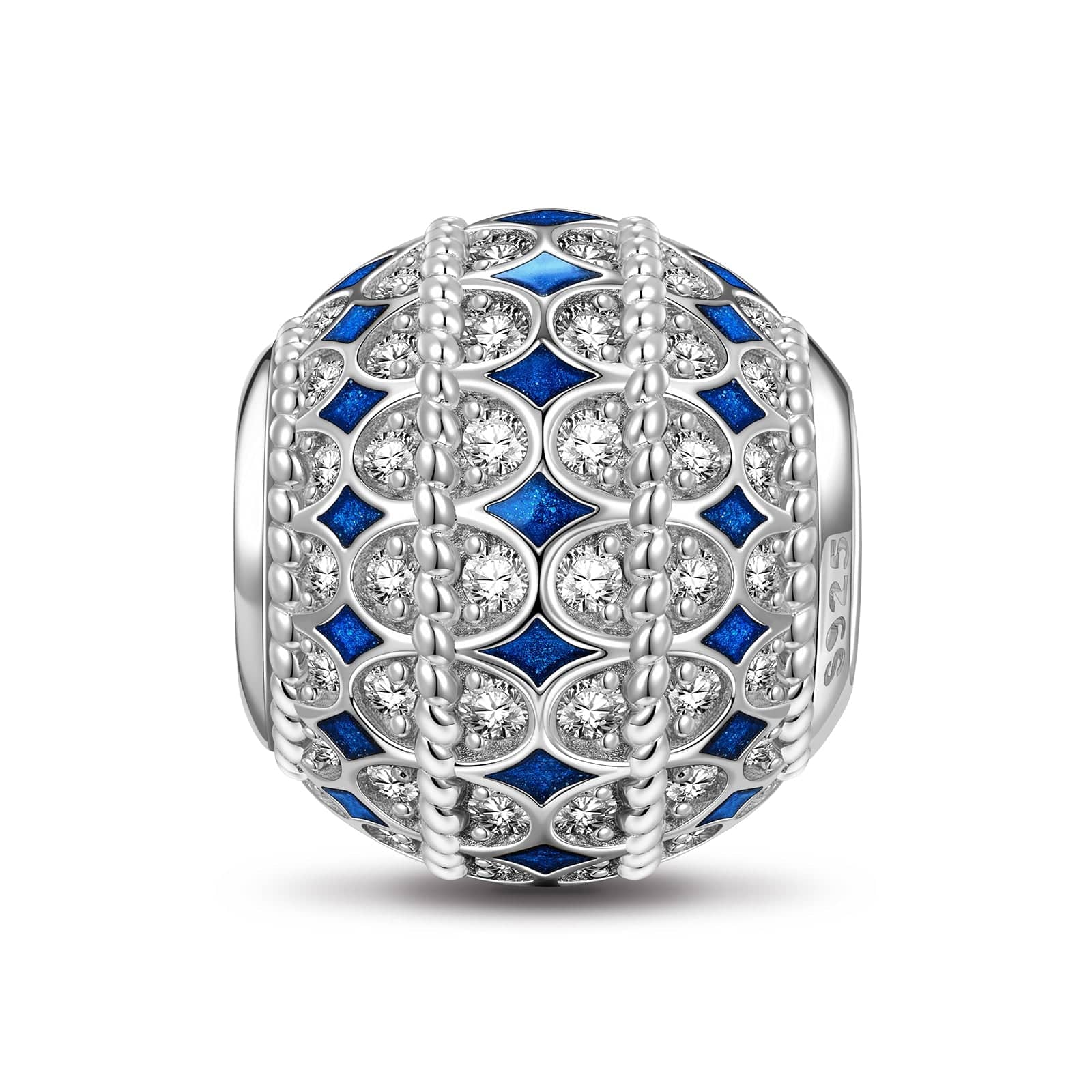 Sterling Silver Starburst Charms With Enamel In White Gold Plated