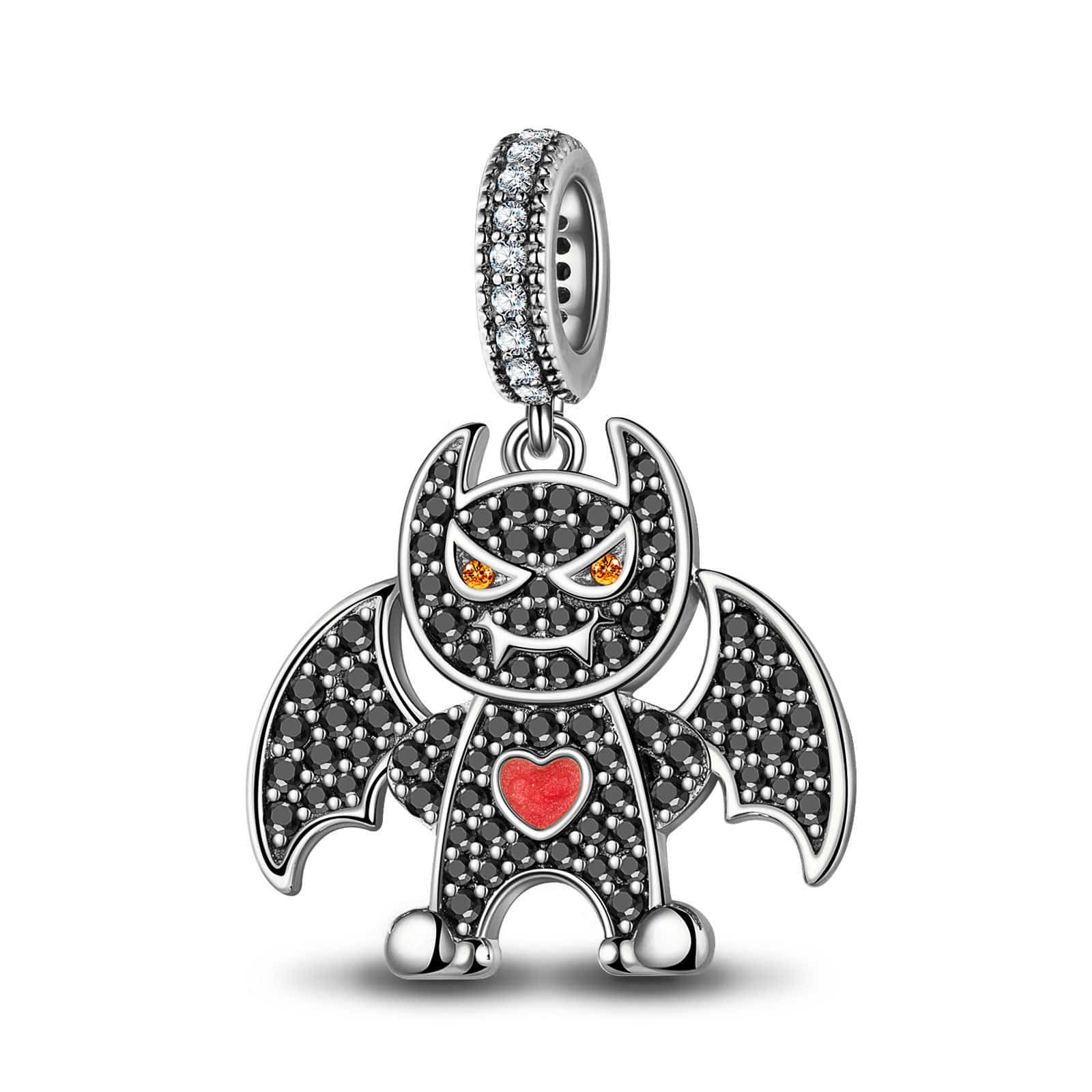 Sterling Silver Batman Black Dangle Charms In Blackened 925 Sterling Silver