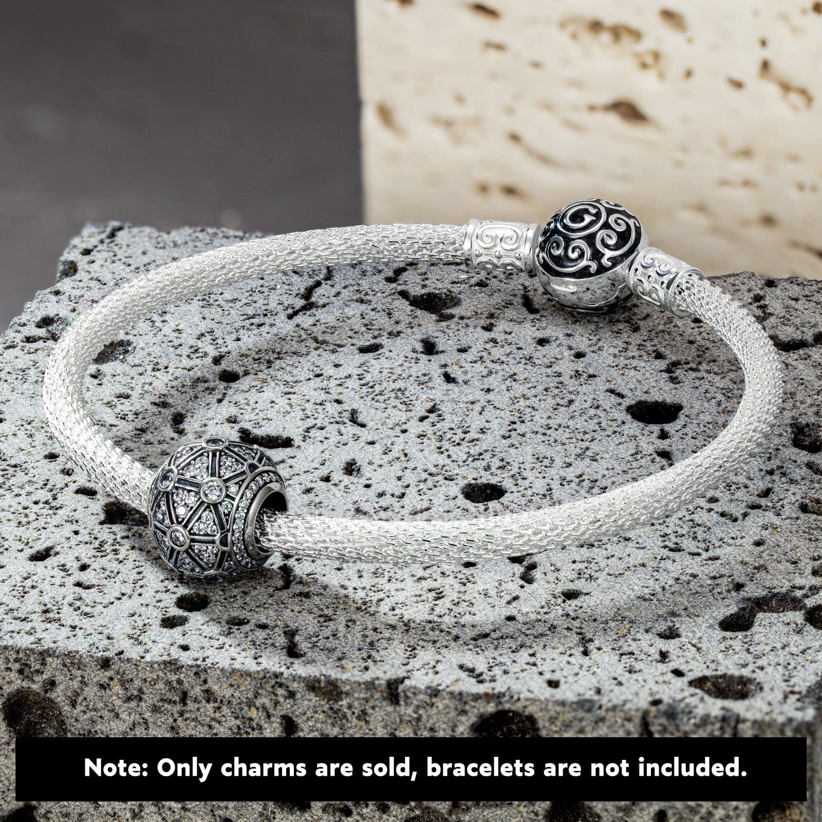 Sterling Silver XL Size Fission Charms In Blackened 925 Sterling Silver Plated For Men - Image 2