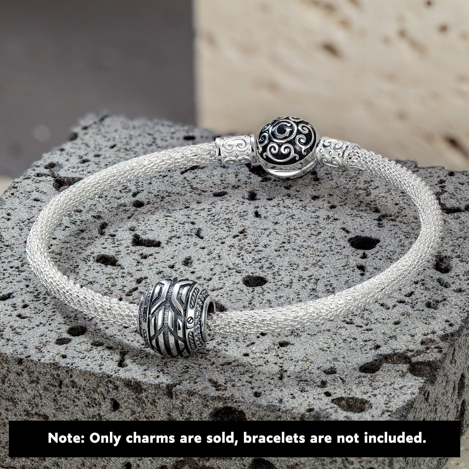 Sterling Silver XL Size Mechanical Future Charms With Enamel In Blackened 925 Sterling Silver Plated For Men - Image 2