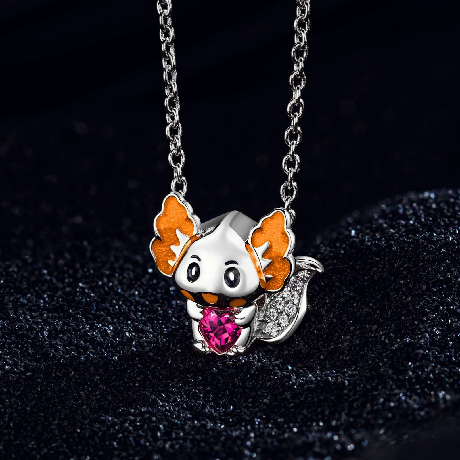 Sterling Silver Lovely Axolotl Birthstone Charms With Enamel In White Gold Plated - Heartful Hugs Collection - Image 2