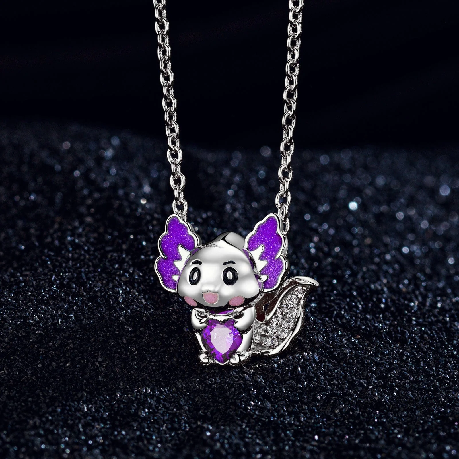 Sterling Silver Lovely Axolotl Birthstone Charms With Enamel In White Gold Plated - Heartful Hugs Collection - Image 2