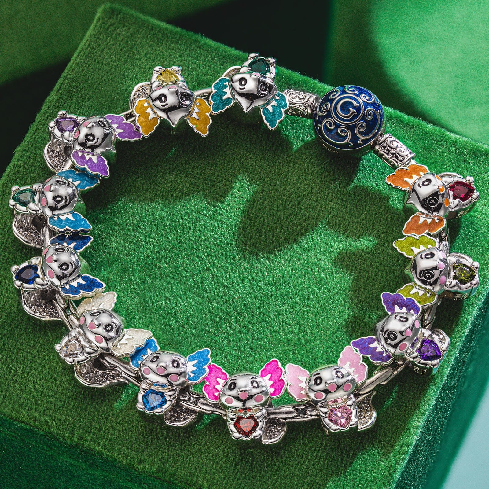 Sterling Silver Lovely Axolotl Birthstone Charms With Enamel In White Gold Plated - Heartful Hugs Collection - Image 3