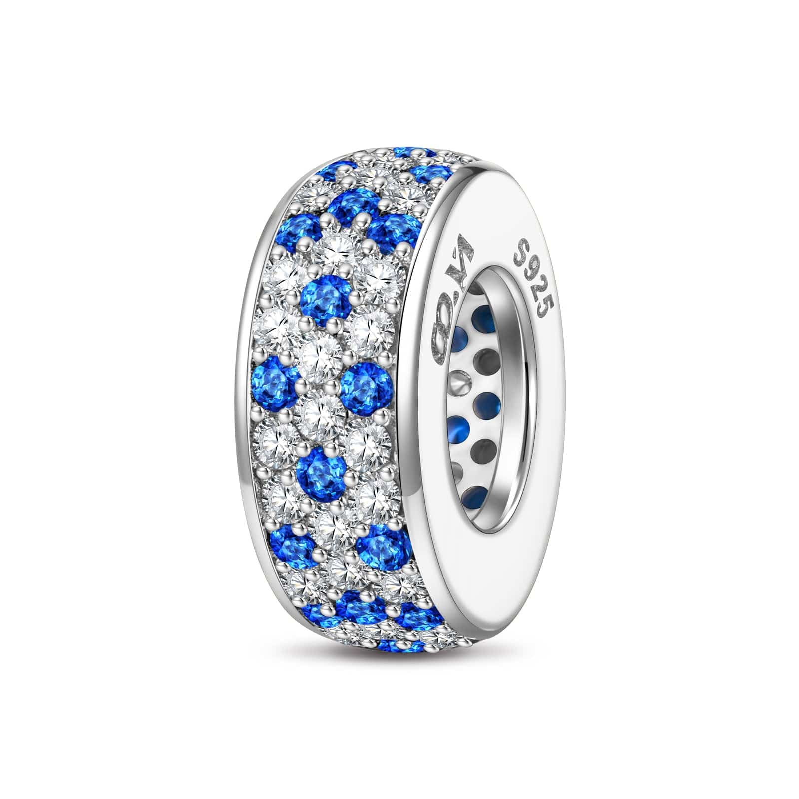 Sterling Silver Twinkling Stars Spacer Charms In White Gold Plated