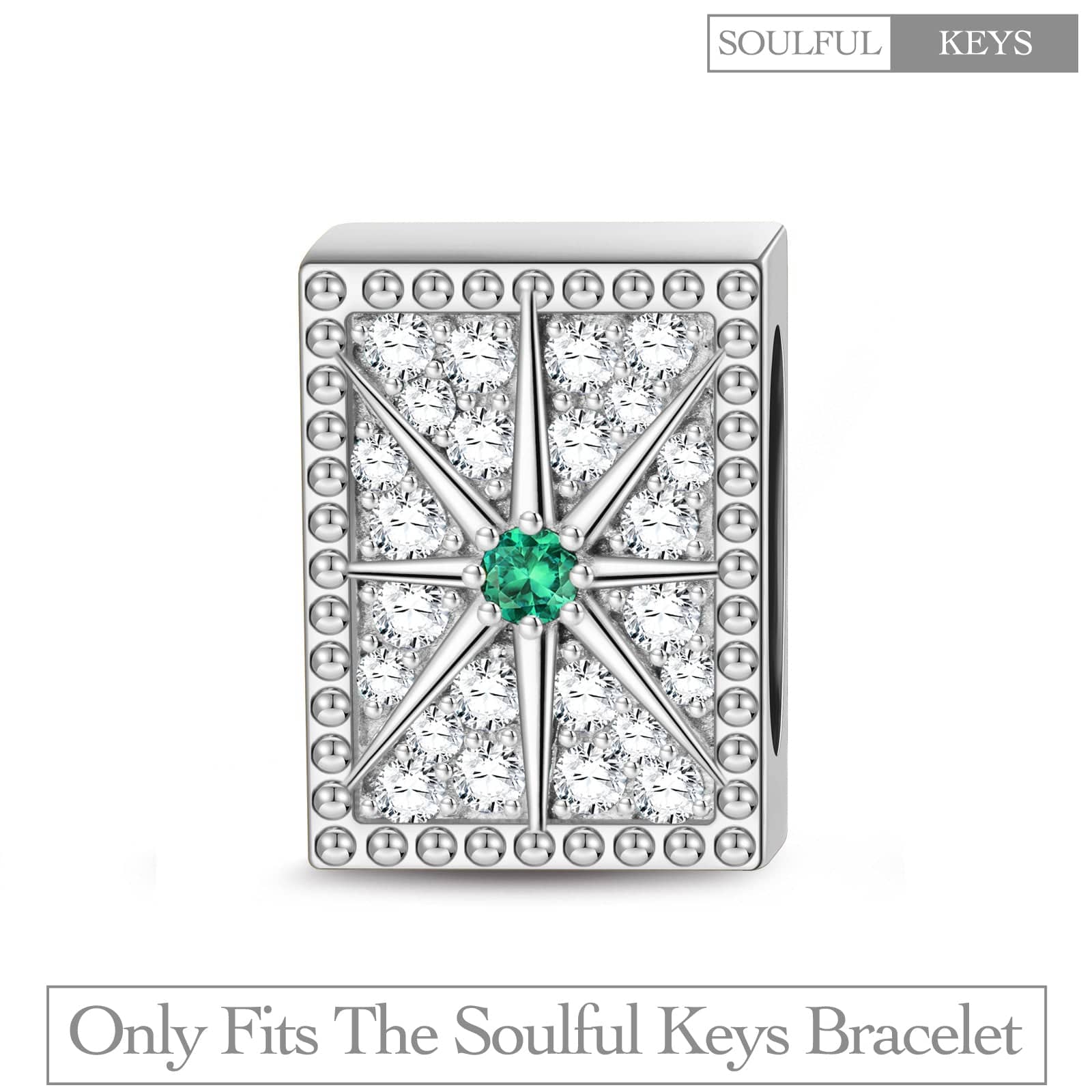 Sterling Silver Shining Octagram Rectangular Charms In White Gold Plated