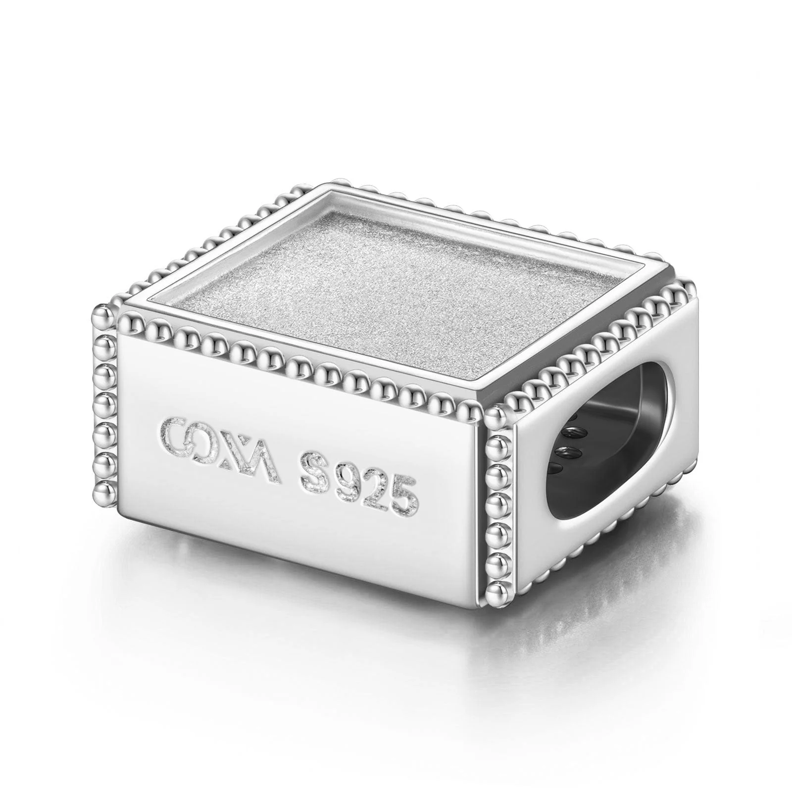 Sterling Silver Beauty Captured Rectangular Charms In White Gold Plated - Image 2