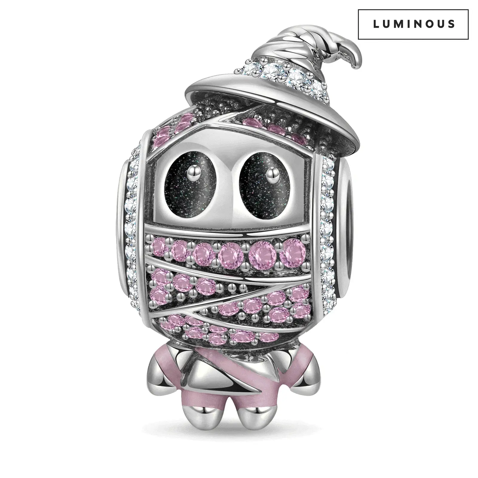 Luminous Sterling Silver Cowboy Mummy Charms With Enamel In Blackened 925 Sterling silver Plated