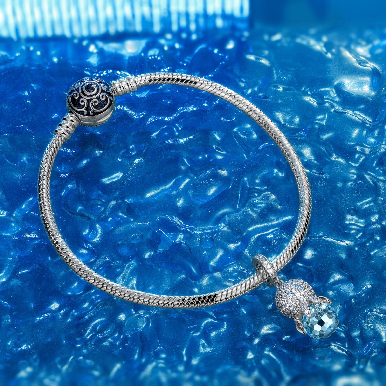 Sterling Silver Cute Octopus Dangle Charms In White Gold Plated - Image 2