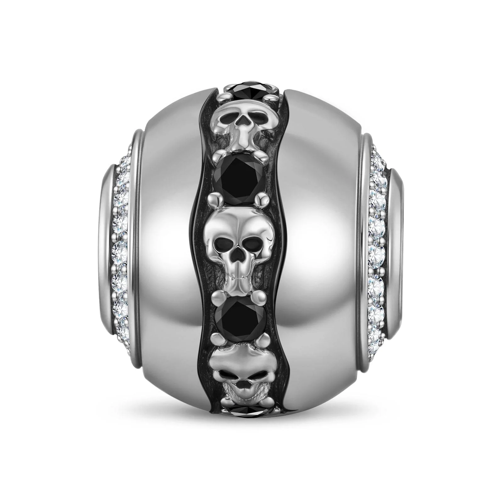 Sterling Silver Skull's Bite Charms In Blackened 925 Sterling Silver