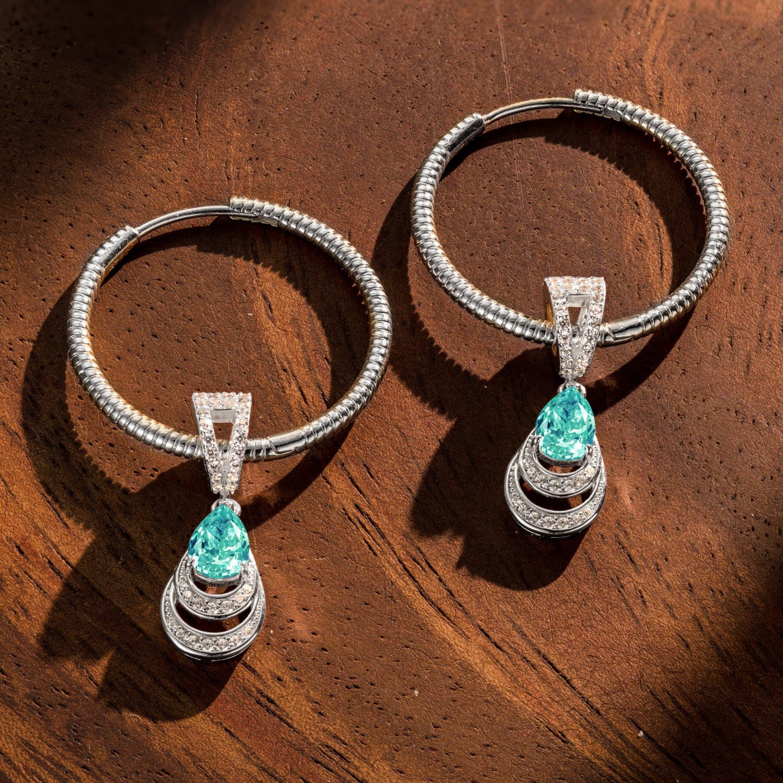 Mermaid's Tear Tarnish-resistant Silver Charms Earrings Set with Sterling Silver Ear Post In White Gold Plated - Image 4
