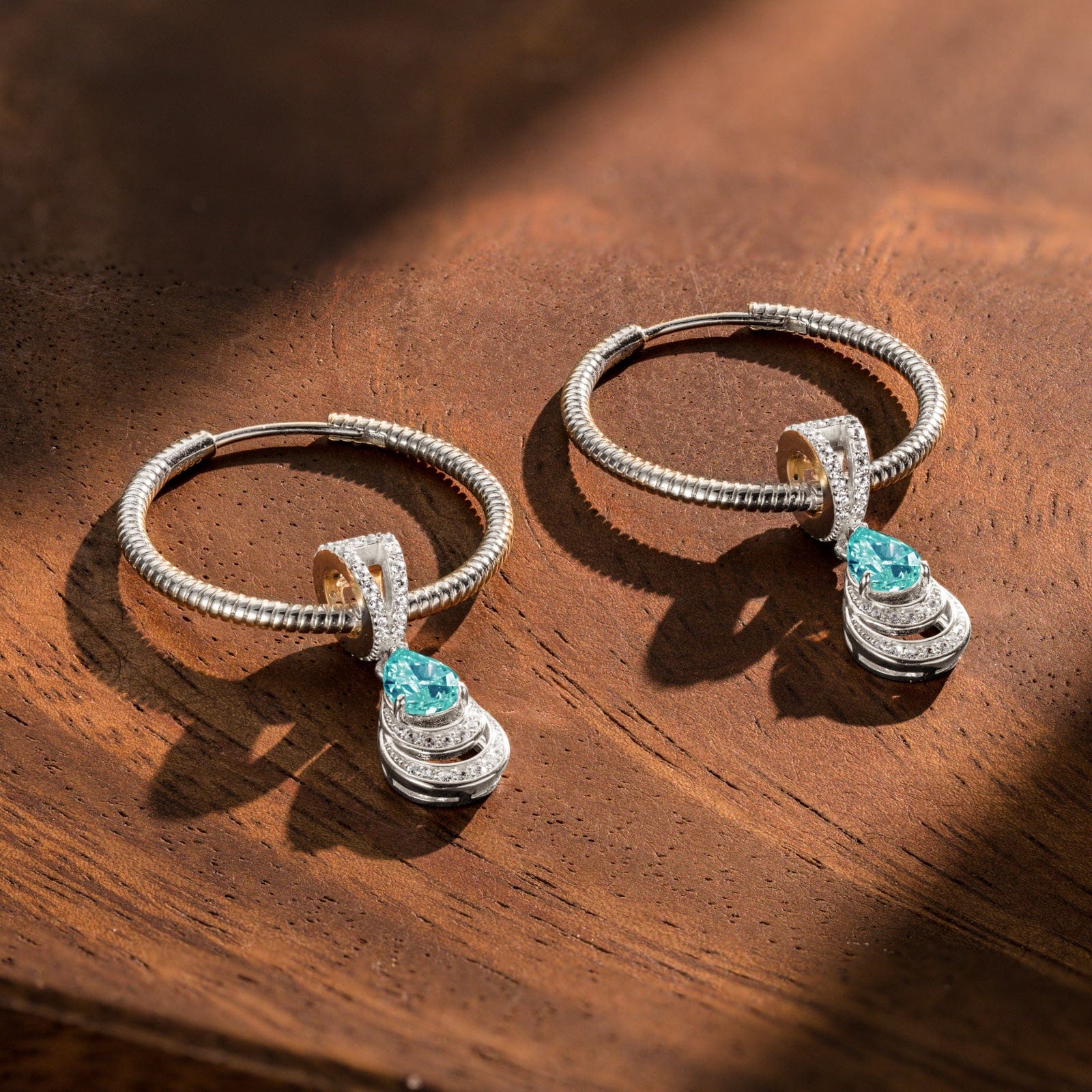 Mermaid's Tear Tarnish-resistant Silver Charms Earrings Set with Sterling Silver Ear Post In White Gold Plated - Image 5