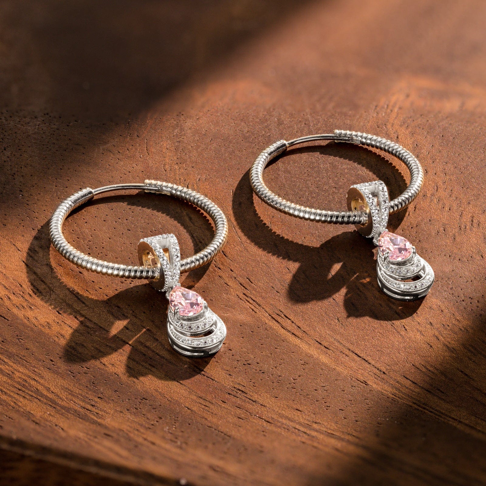 Mermaid's Tear Tarnish-resistant Silver Charms Earrings Set with Sterling Silver Ear Post In White Gold Plated - Image 2