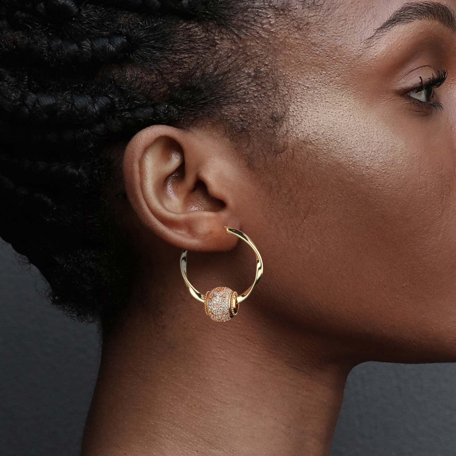 Starlight Clover Tarnish-resistant Silver Charms Earrings Set M size Classic Hoop Earrings with Sterling Silver Ear Post In 14K Gold Plated - Image 4