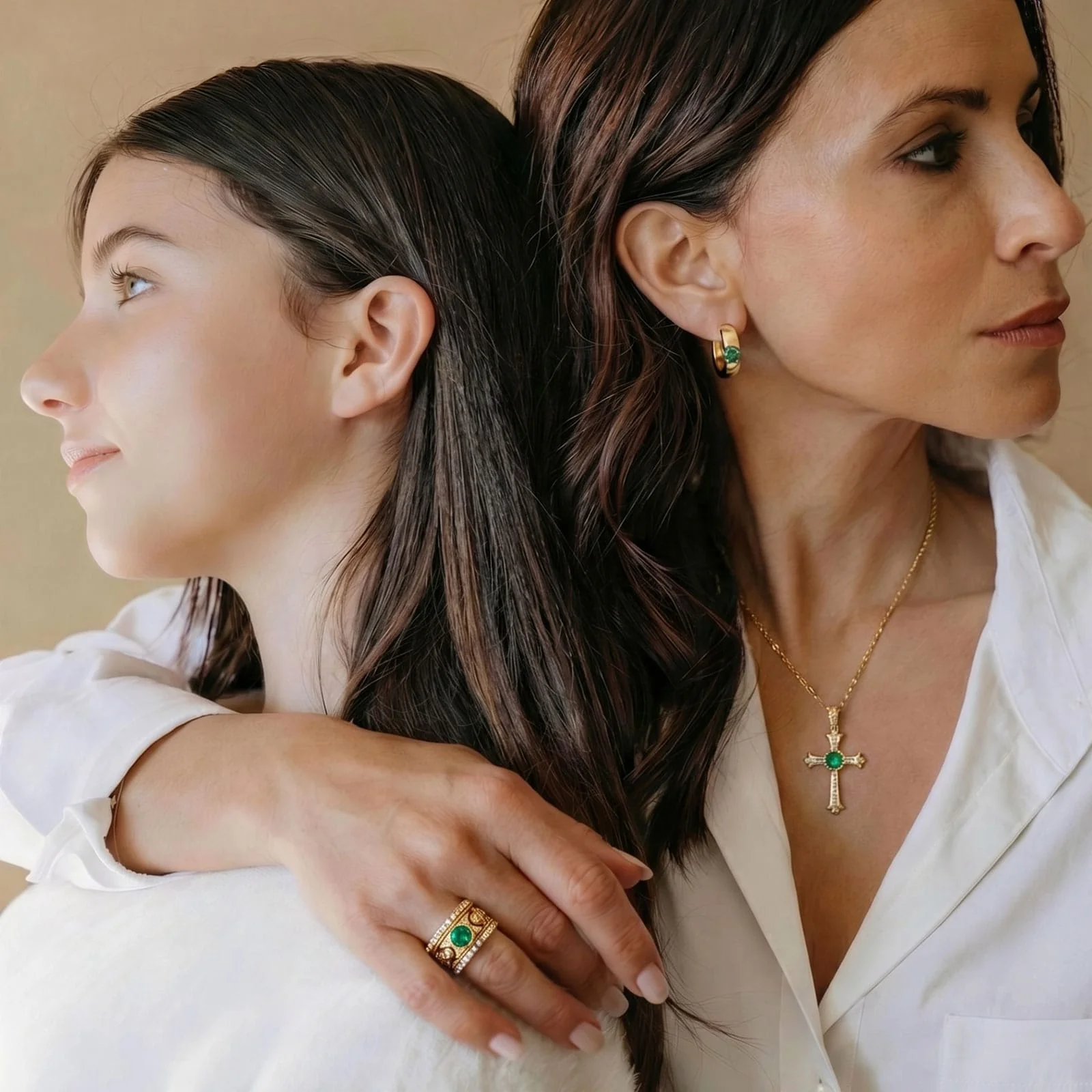 Tarnish-resistant Silver Lab-Grown Emerald Classic Hoop Earrings with Sterling Silver Ear Post In 14K Gold Plated - Image 3