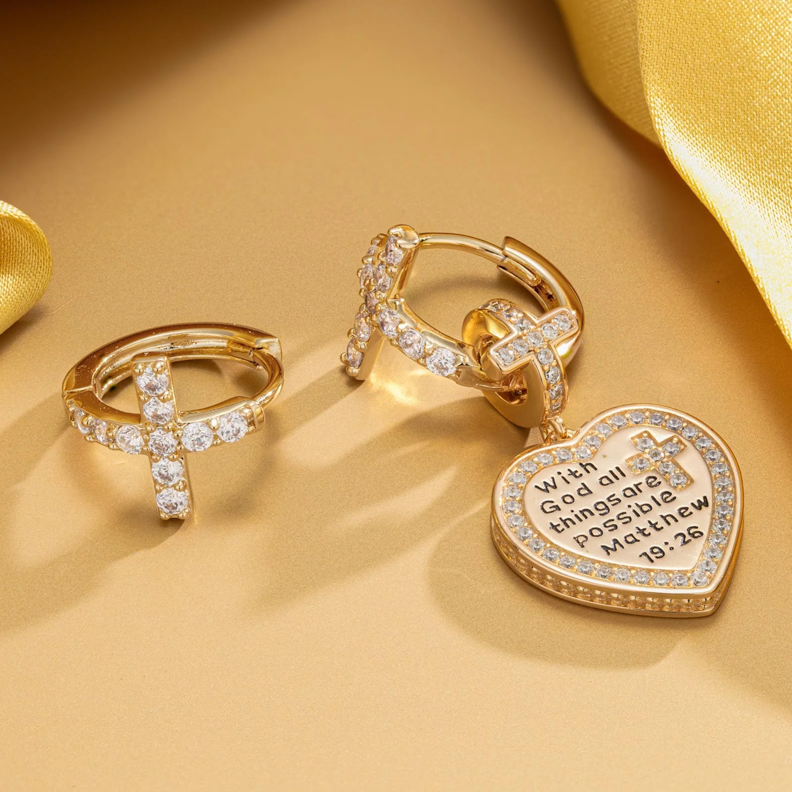 [💥As @HeyyyEverybody's Pick] Sterling Silver God's Welfare Asymmetrical Hoop Earrings In 14K Gold Plated - Image 3