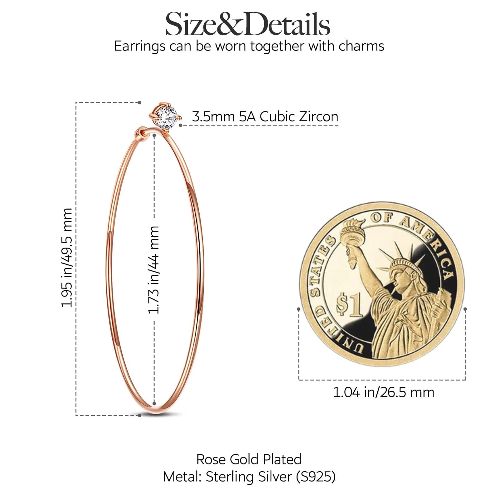 Shining Charms Tarnish-resistant Silver Charms Earrings Set In Rose Gold Plated - Image 5