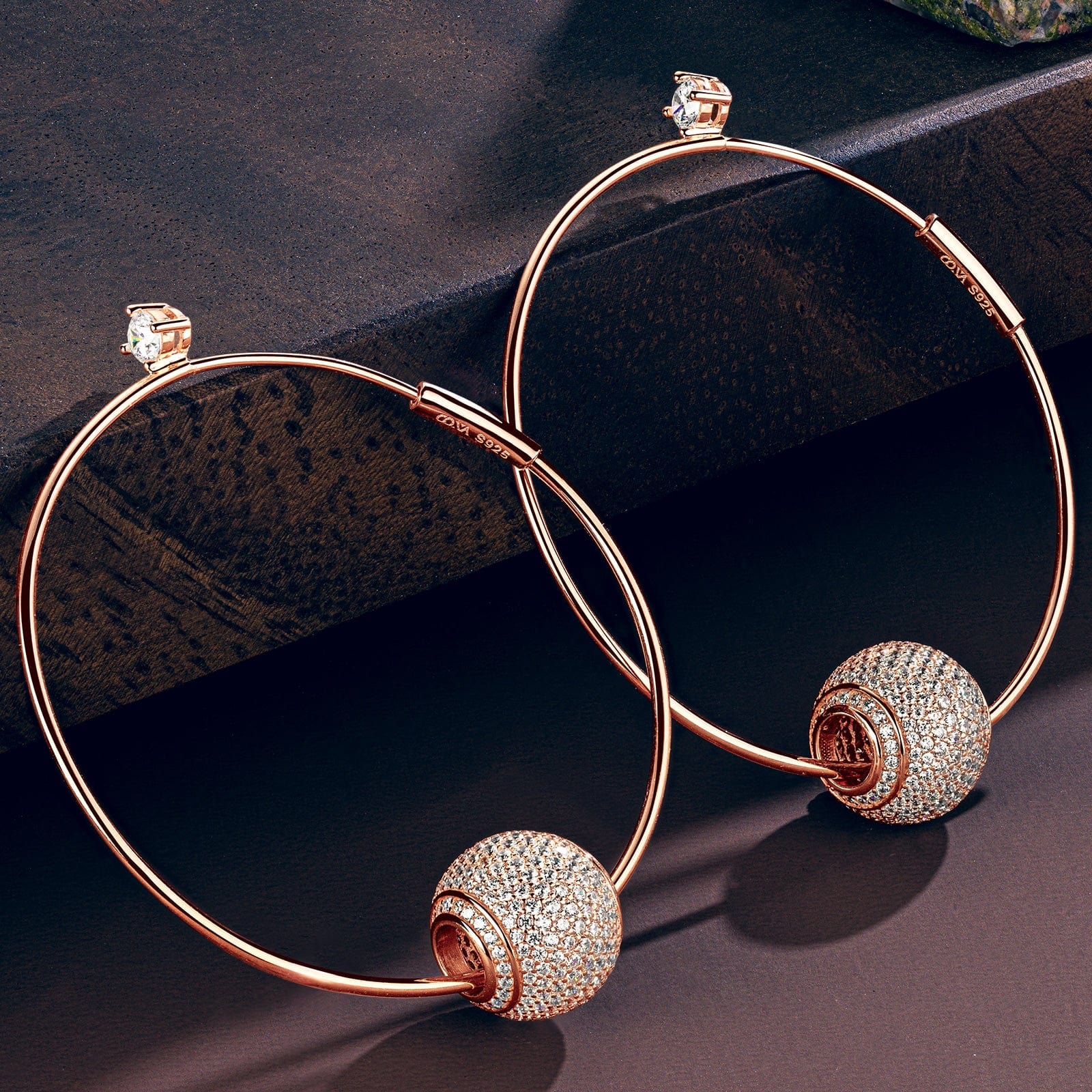 Shining Charms Tarnish-resistant Silver Charms Earrings Set In Rose Gold Plated - Image 7