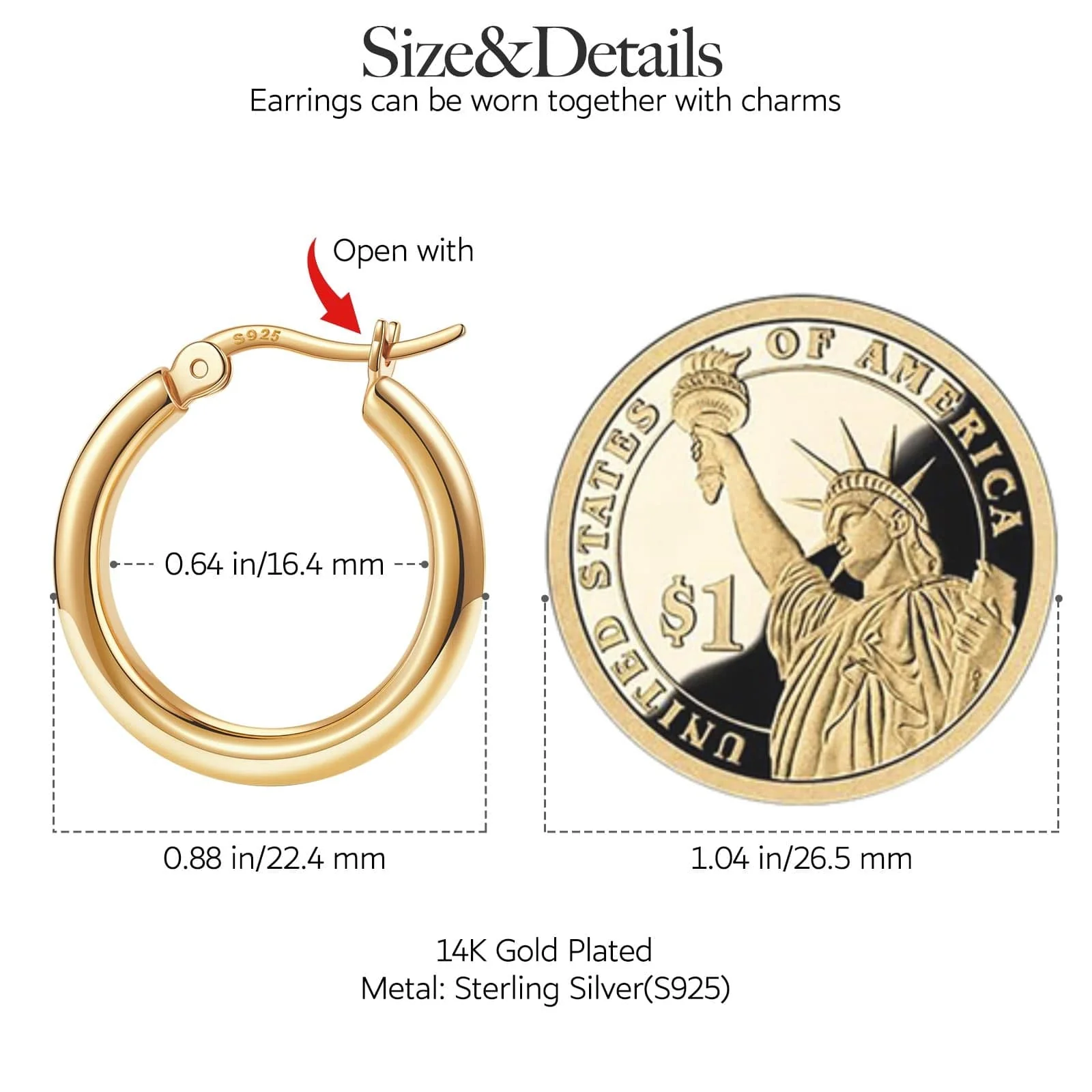 Sterling Silver Earrings Set with Tarnish-resistant Silver Golden Snowflake Charms In 14K Gold Plated - Image 4