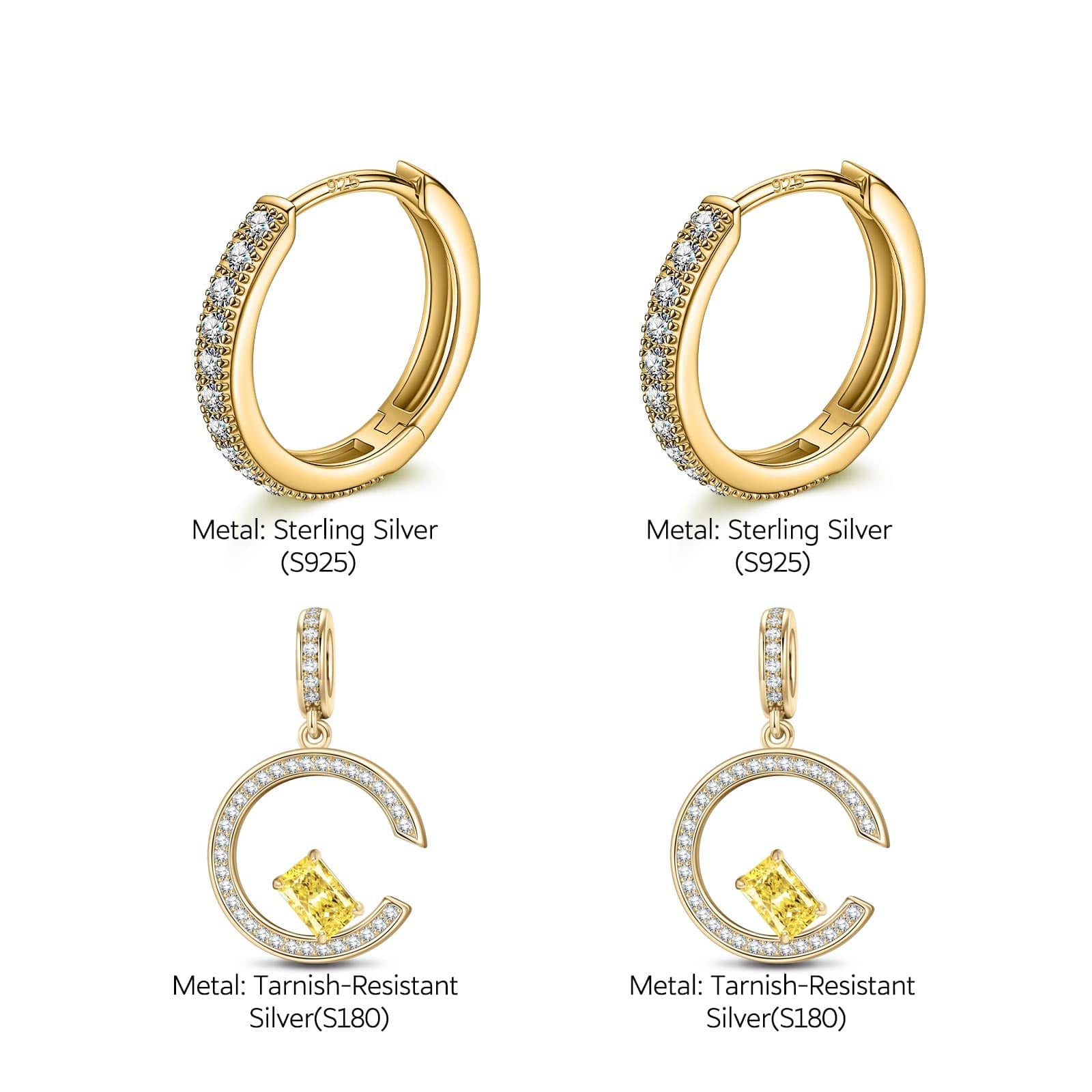 Sterling Silver Serene Serenade Charms Earrings Set In 14K Gold Plated - Image 3