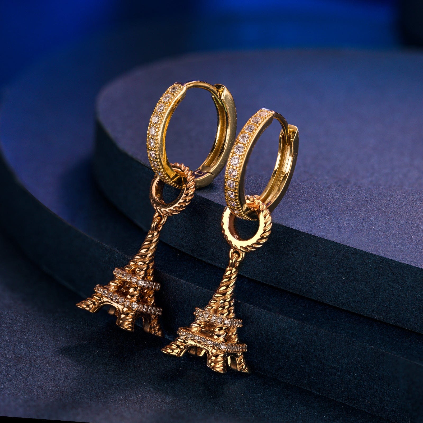 Sterling Silver Vitality of Paris Charms Earrings Set In 14K Gold Plated - Image 3