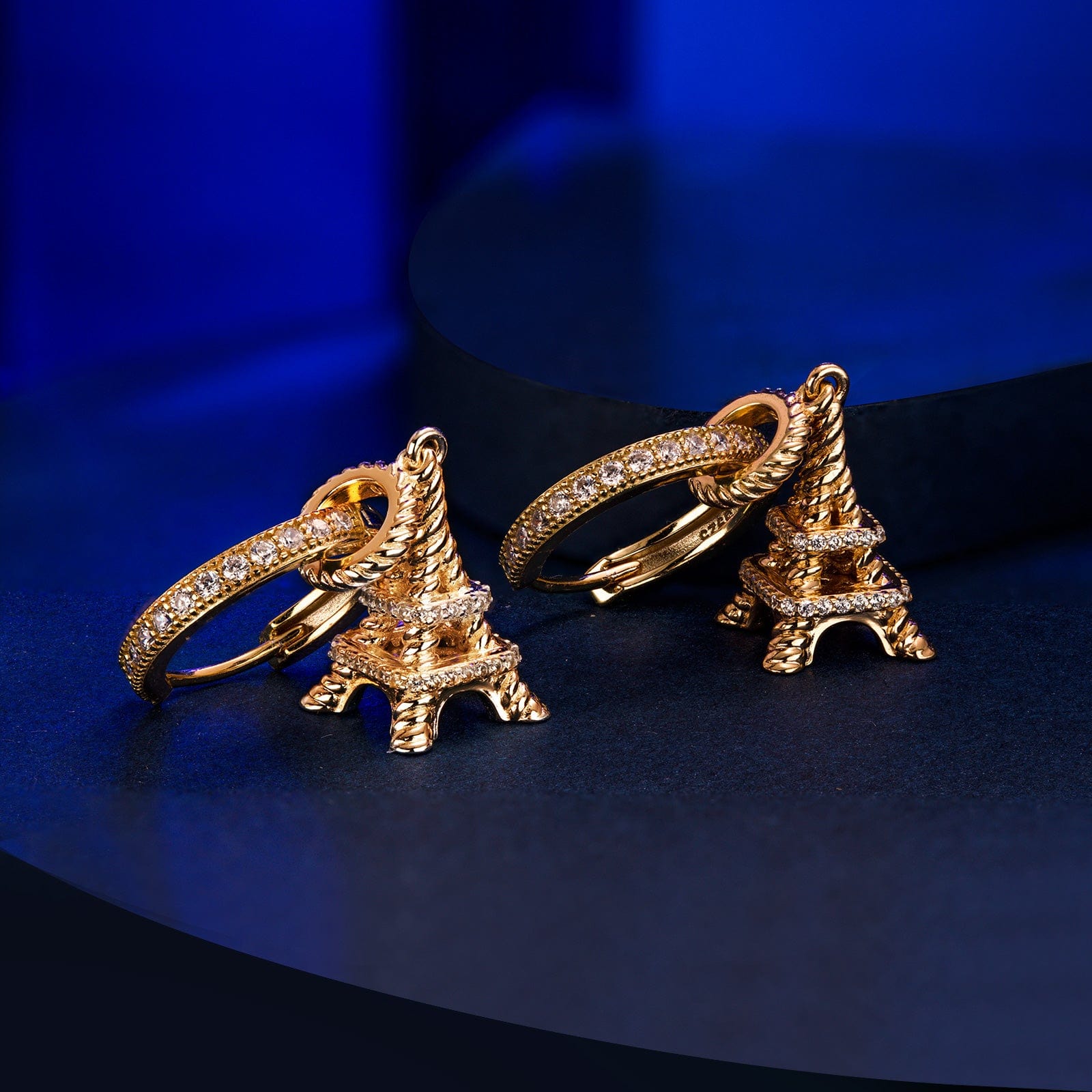 Sterling Silver Vitality of Paris Charms Earrings Set In 14K Gold Plated - Image 4