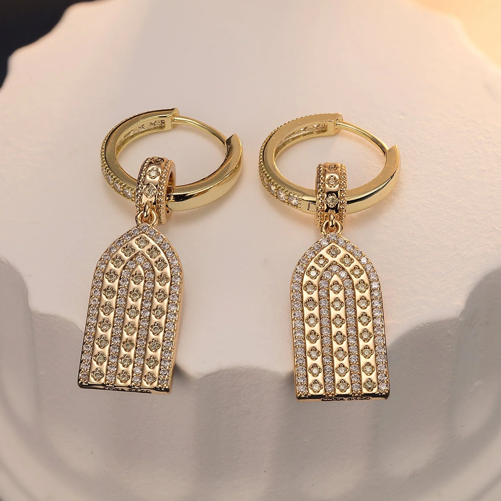 Sterling Silver Gorgeous and Elegant Charms Earrings Set In 14K Gold Plated - Image 2