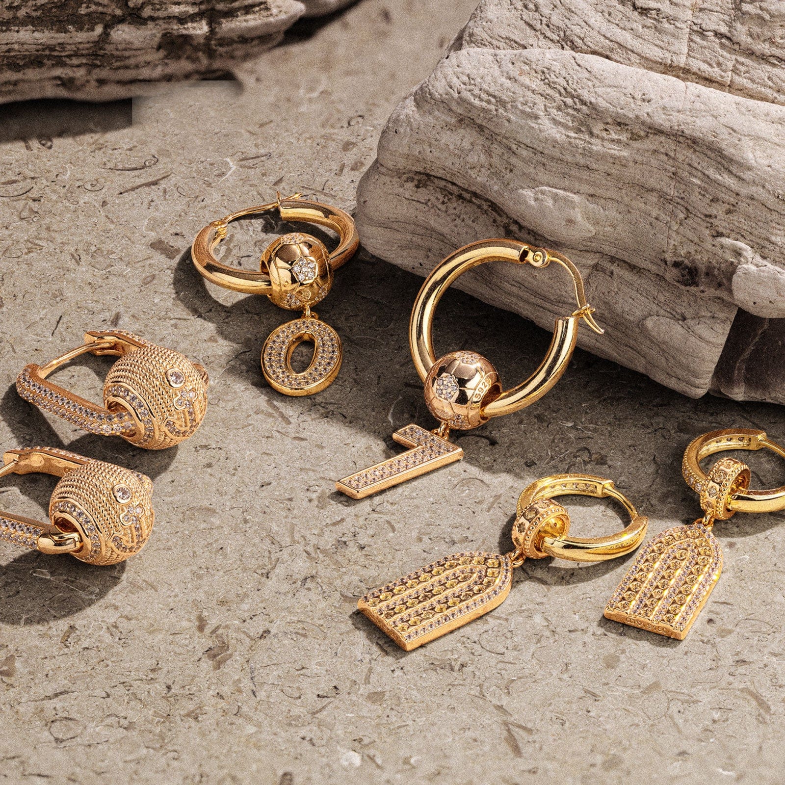 Sterling Silver Gorgeous and Elegant Charms Earrings Set In 14K Gold Plated - Image 4