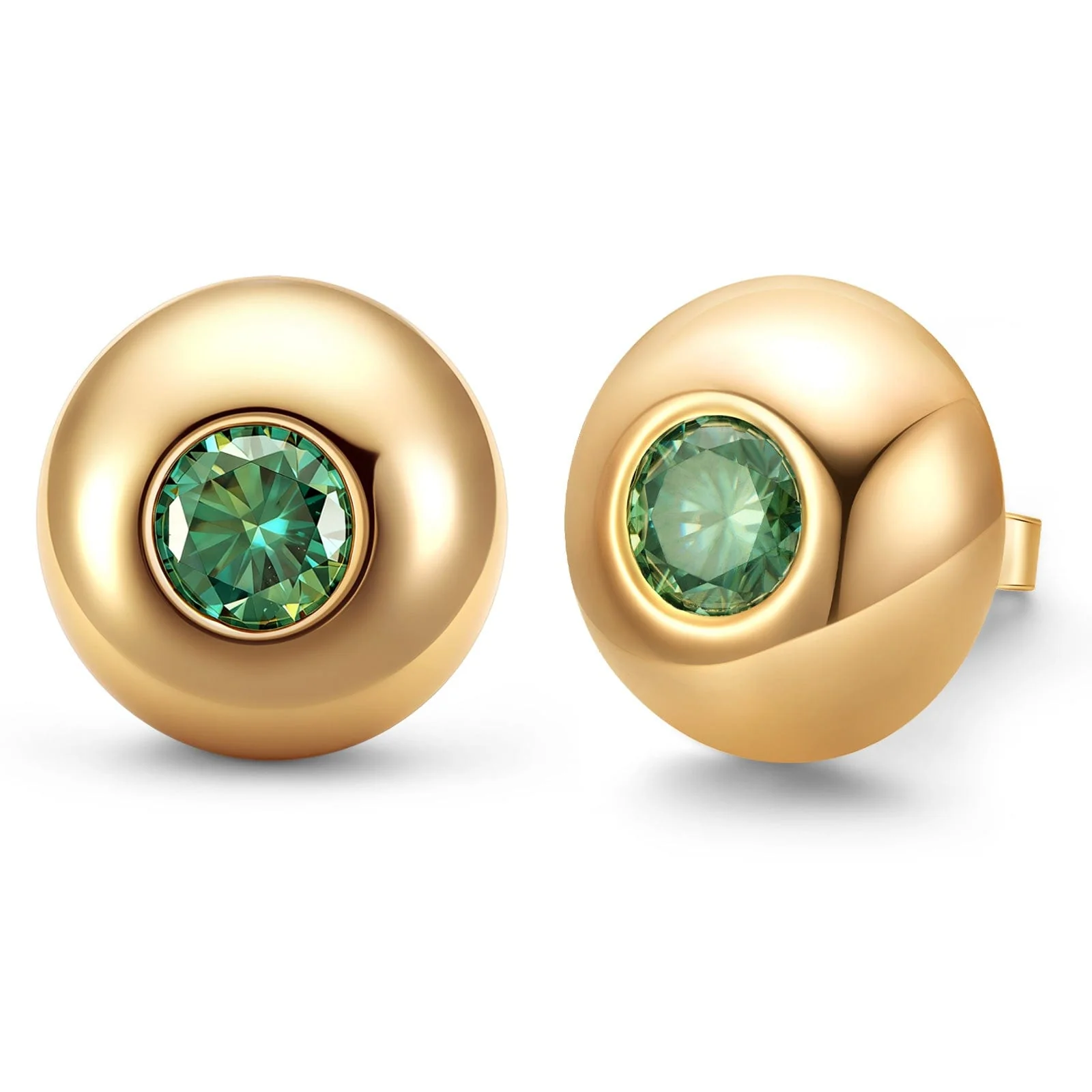 Tarnish-resistant Silver Lab-Grown Moissanite Classic Earrings with Sterling Silver Ear Post In 14K Gold Plated