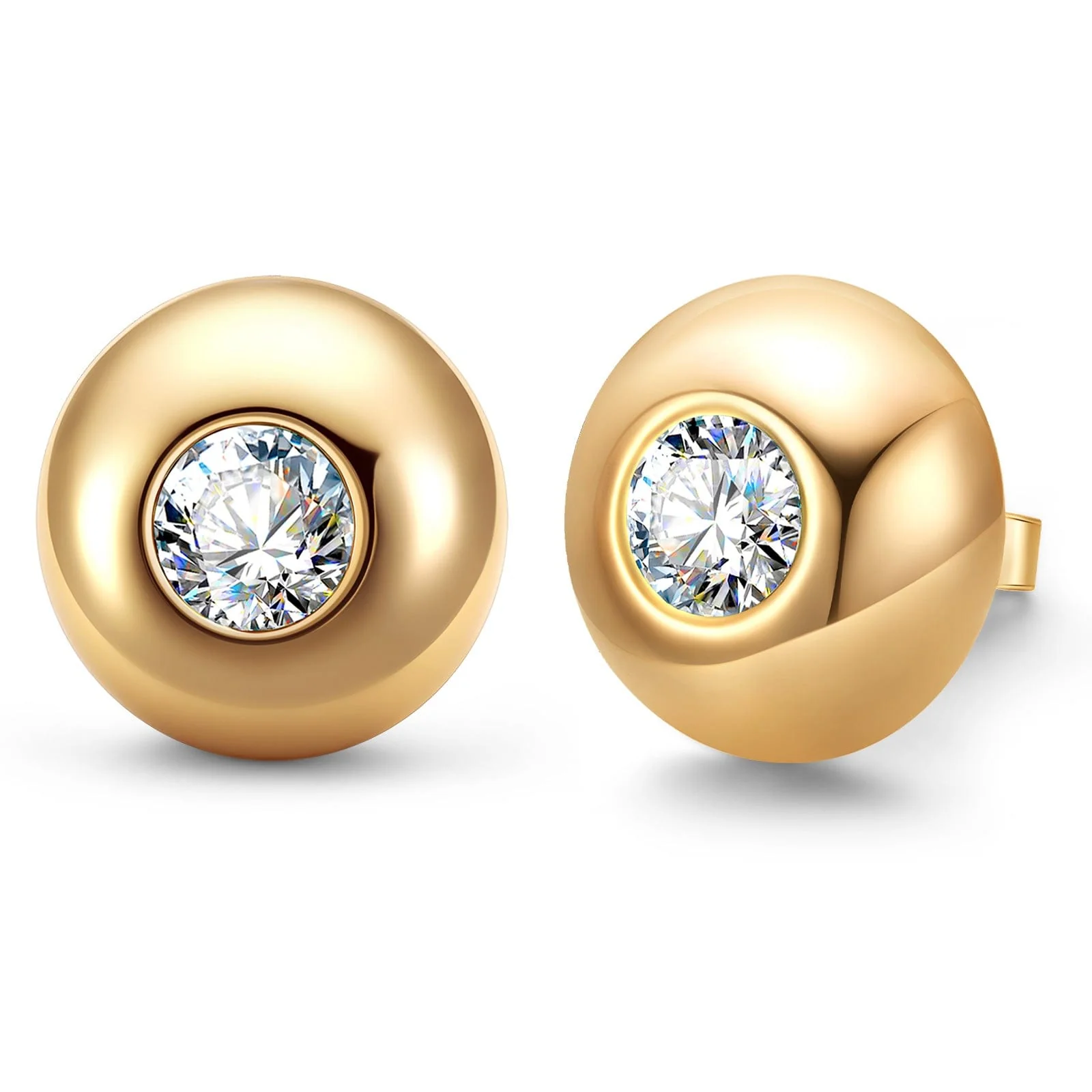 Tarnish-resistant Silver Lab-Grown Moissanite Classic Earrings with Sterling Silver Ear Post In 14K Gold Plated
