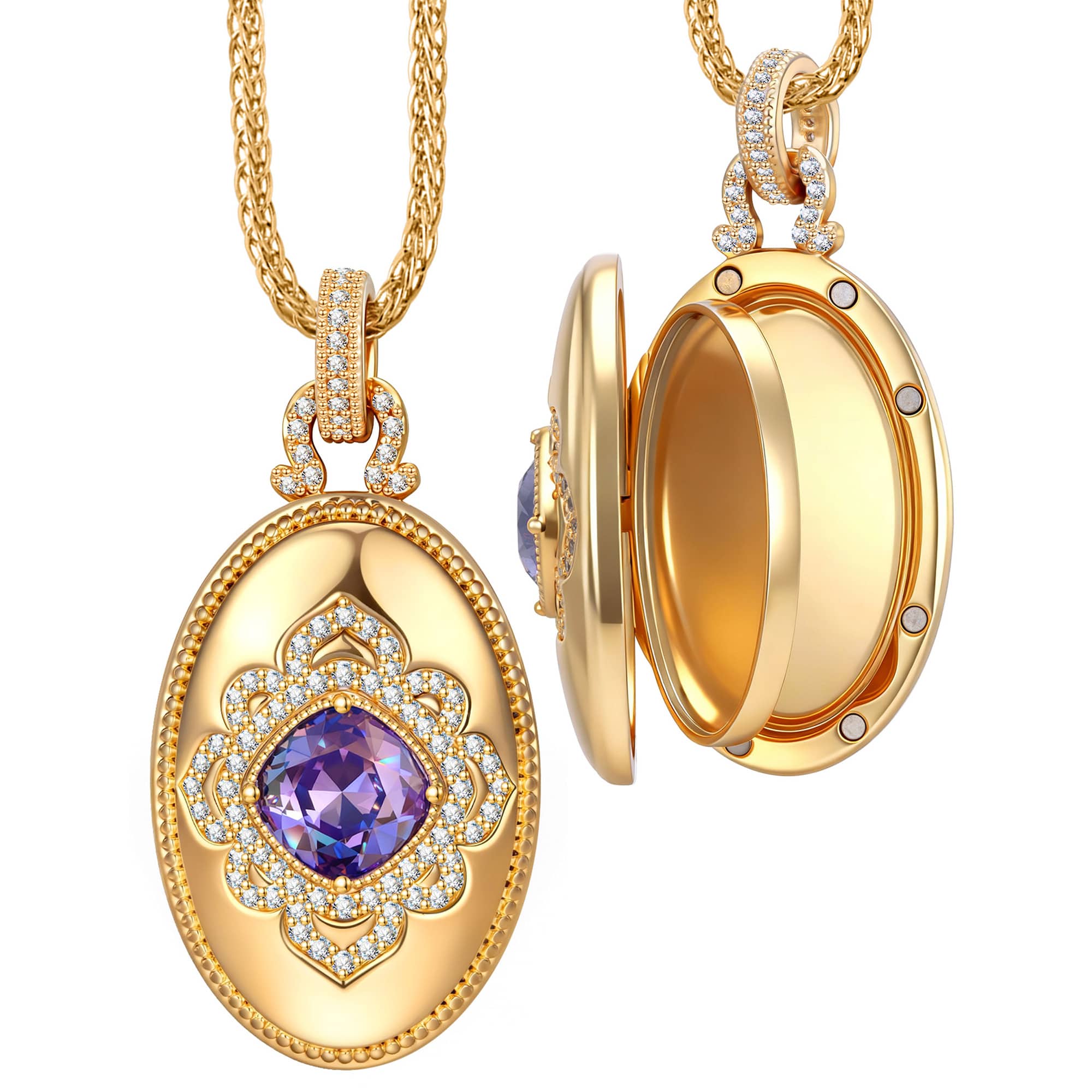 The Meaning of a Locket Necklace — Memorial Keepsake Gift, Holds 4 Photos, Created With SWAROVSKI® Crystals