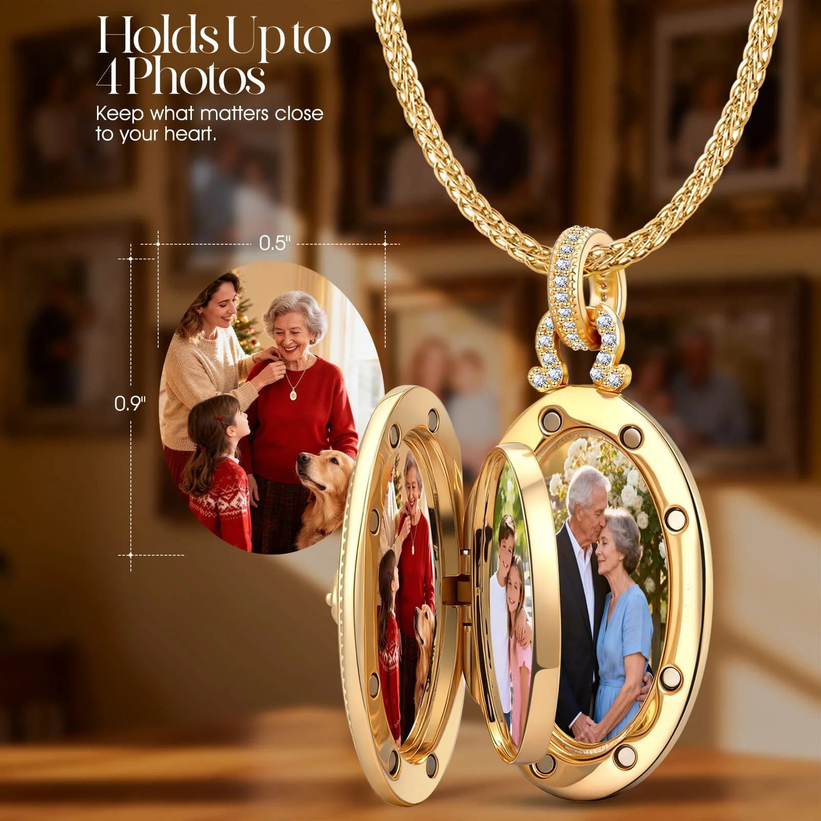 The Meaning of a Locket Necklace — Memorial Keepsake Gift, Holds 4 Photos, Created With SWAROVSKI® Crystals - Image 2