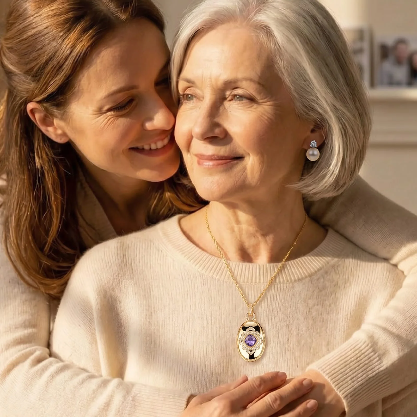 The Meaning of a Locket Necklace — Memorial Keepsake Gift, Holds 4 Photos, Created With SWAROVSKI® Crystals - Image 4