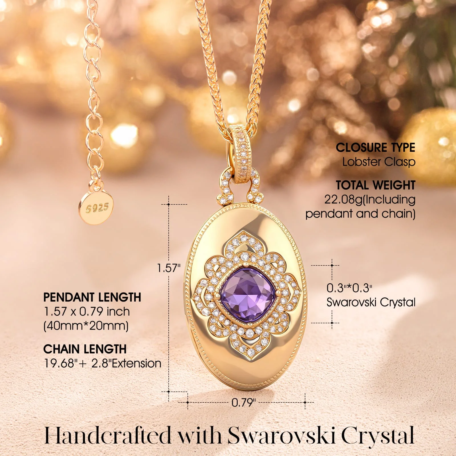 The Meaning of a Locket Necklace — Memorial Keepsake Gift, Holds 4 Photos, Created With SWAROVSKI® Crystals - Image 6