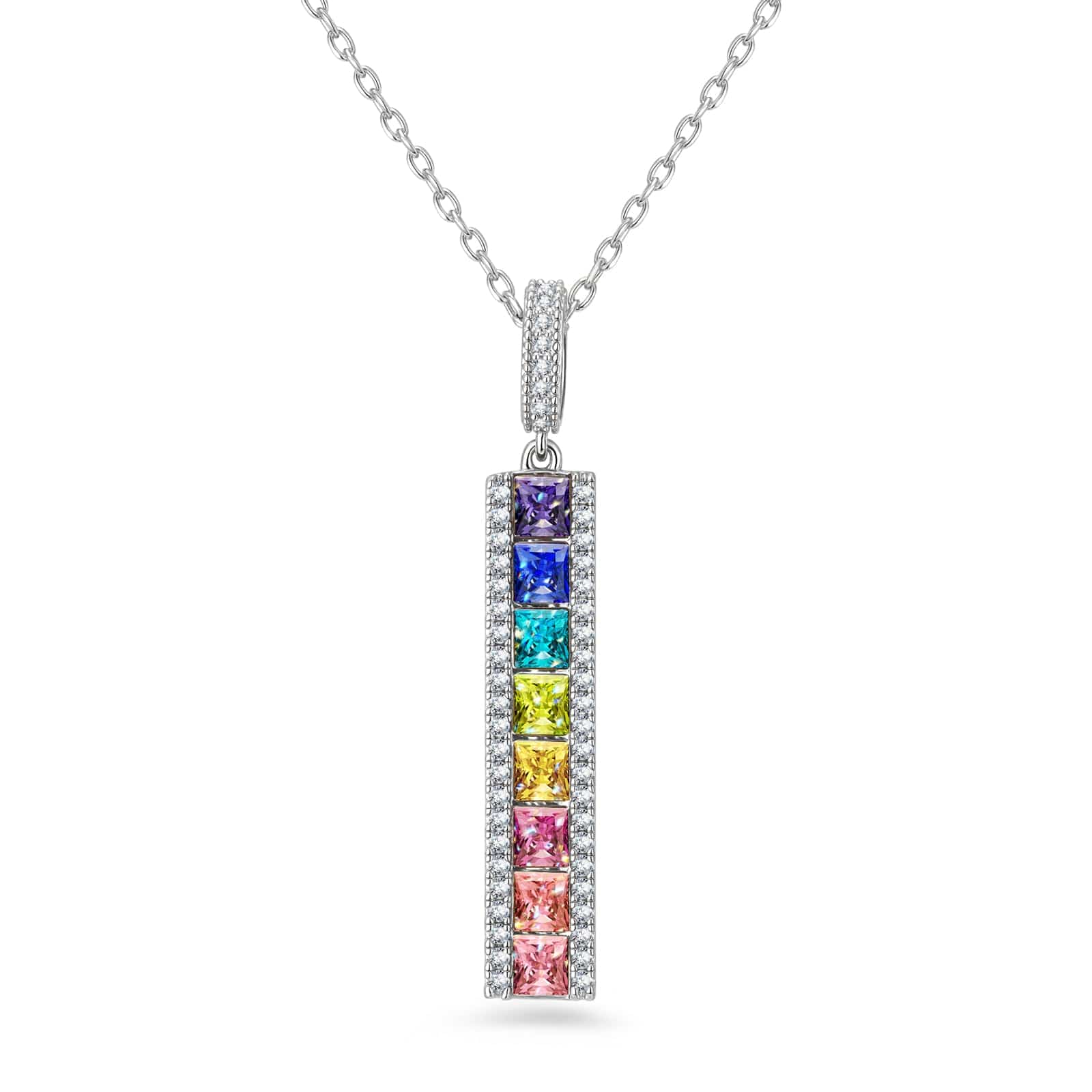 Sterling Silver Kaleidoscope Dream Charm Necklace In White Gold Plated - Handcrafted with Swarovski® Crystals