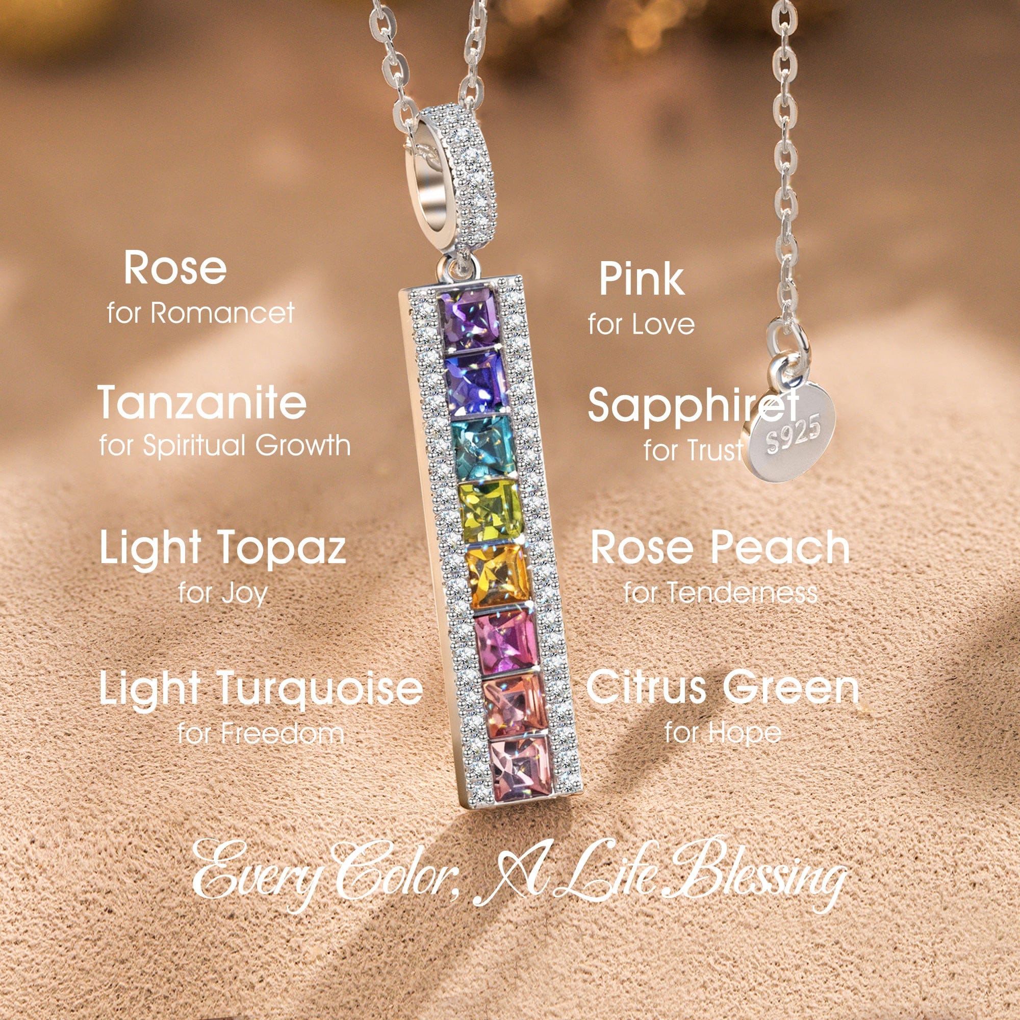 Sterling Silver Kaleidoscope Dream Charm Necklace In White Gold Plated - Handcrafted with Swarovski® Crystals - Image 10
