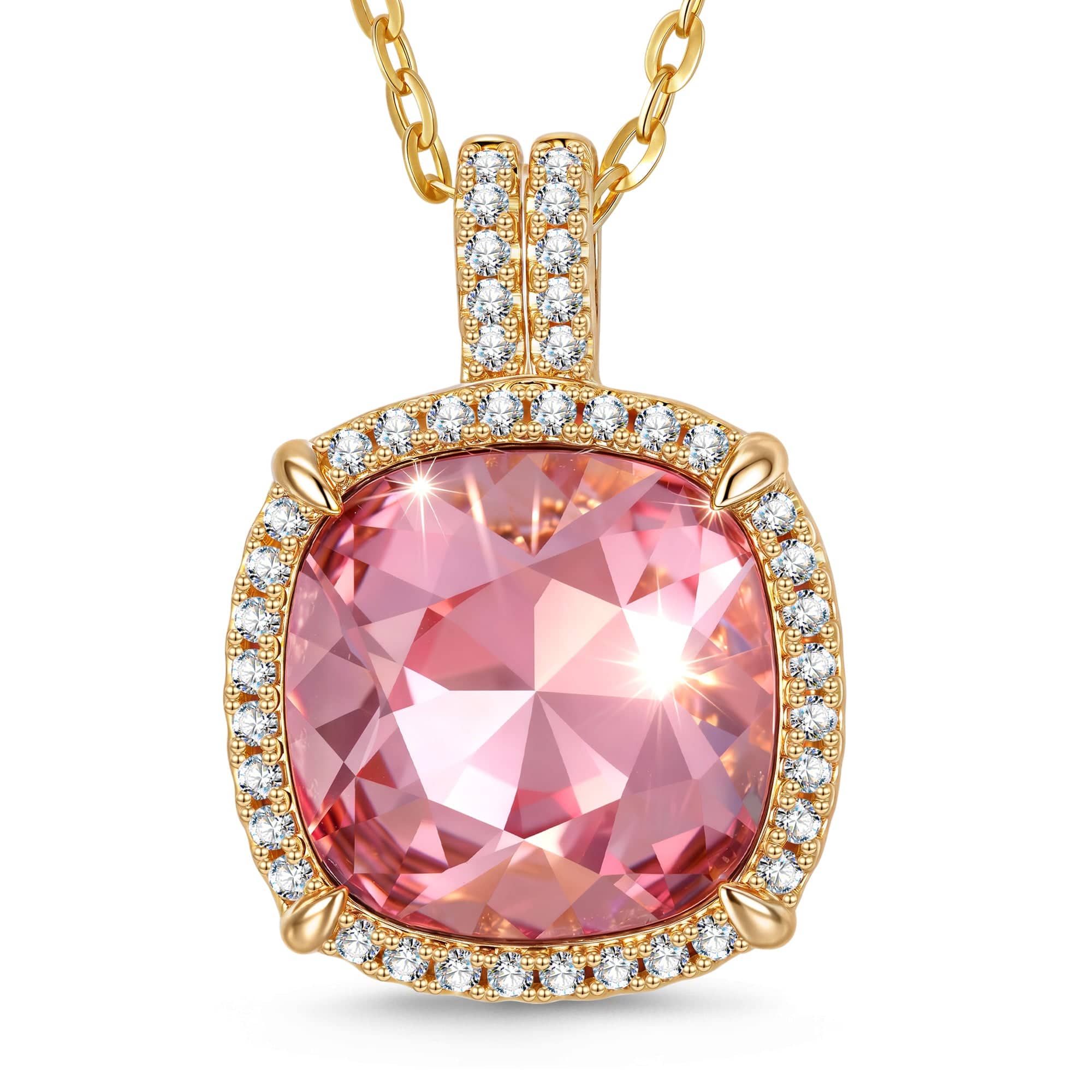 Sterling Silver Cherry Blossom Jewel Charm Necklace In 14K Gold Plated - Created With SWAROVSKI® Crystals