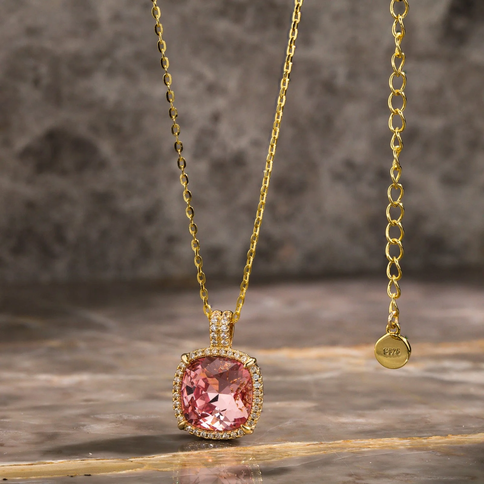 Sterling Silver Cherry Blossom Jewel Charm Necklace In 14K Gold Plated - Created With SWAROVSKI® Crystals - Image 2