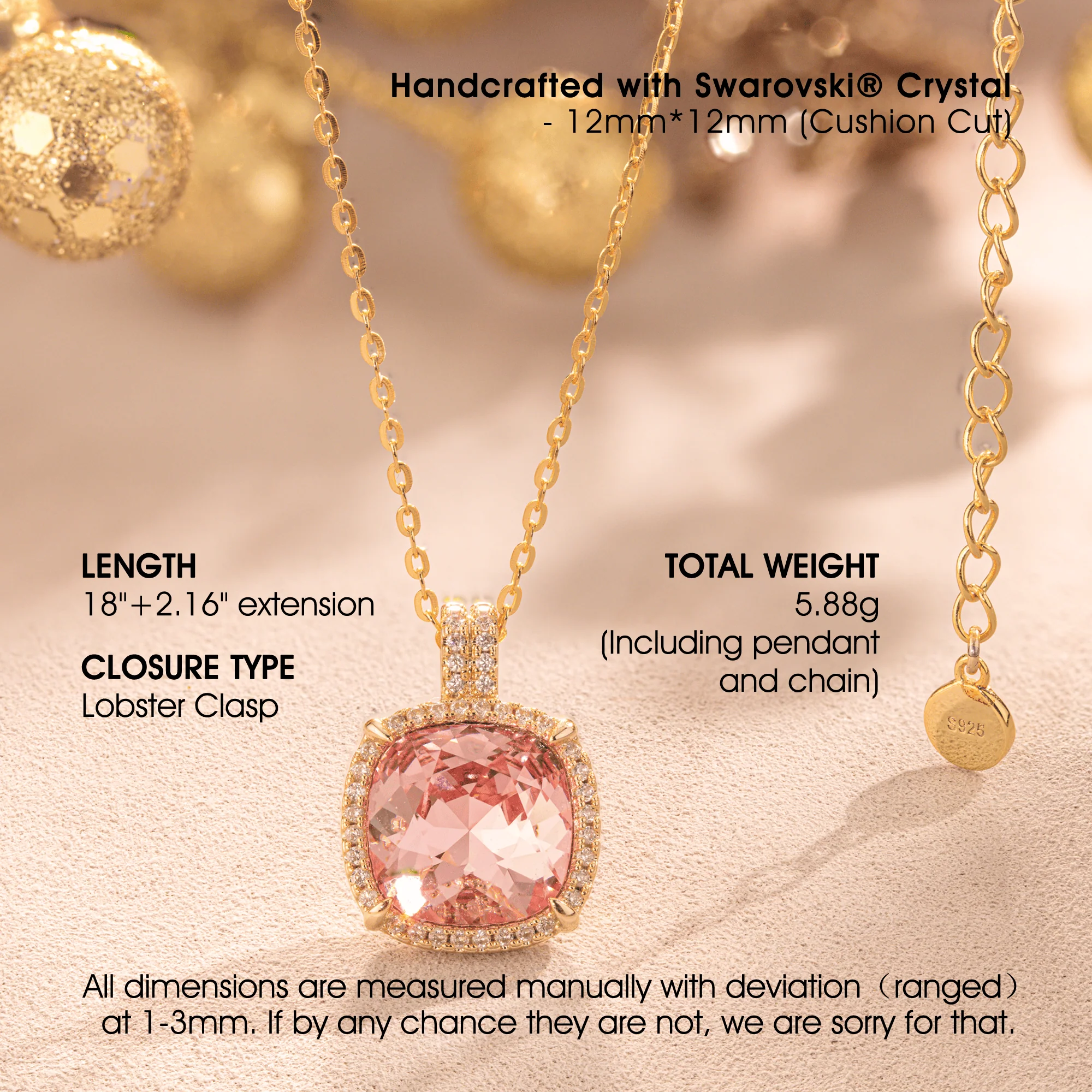 Sterling Silver Cherry Blossom Jewel Charm Necklace In 14K Gold Plated - Created With SWAROVSKI® Crystals - Image 3