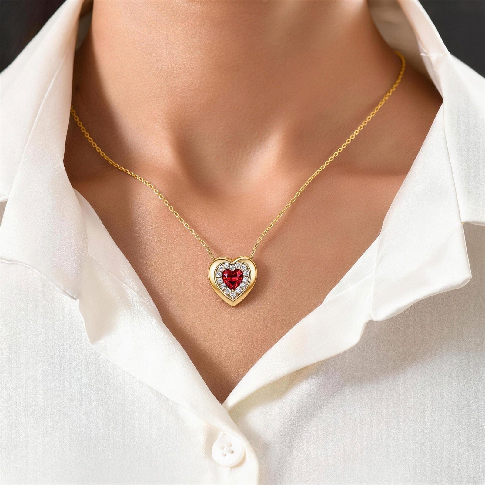Sterling Silver Eternal Love Lab-Certified Ruby Necklace In 14K Gold Plated - Image 5