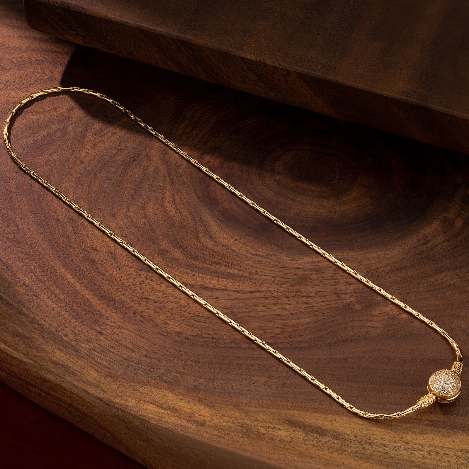 Sterling Silver Bamboo Chain Necklace In 14K Gold Plated - Image 3