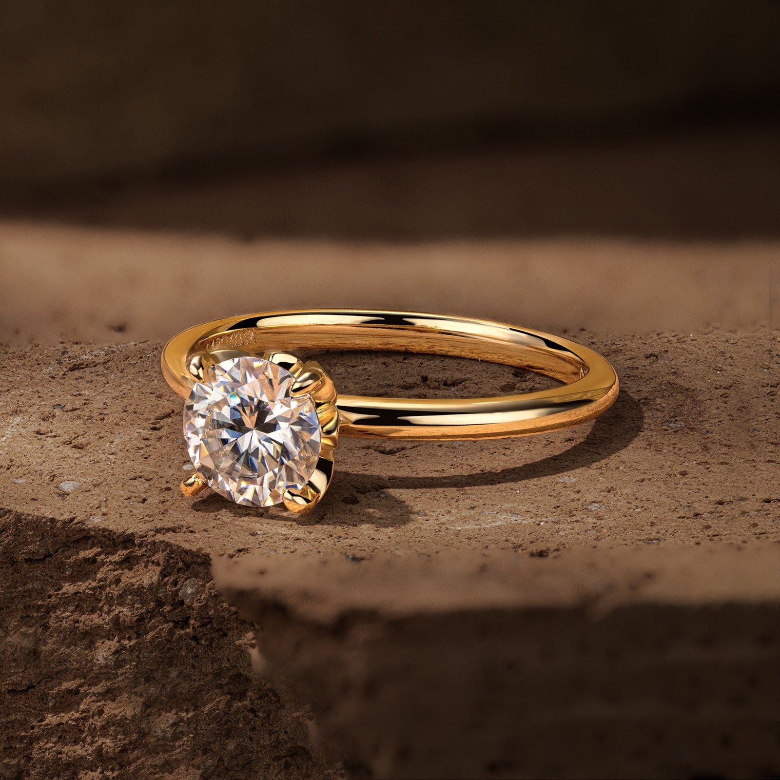 IGI Certified Lab-Grown Round Brilliant Cut Diamond - Hidden Halo Classic Engagement Ring 14K Yellow Gold Plated (Includes IGI Certification from International Gemological Institute) - Image 4