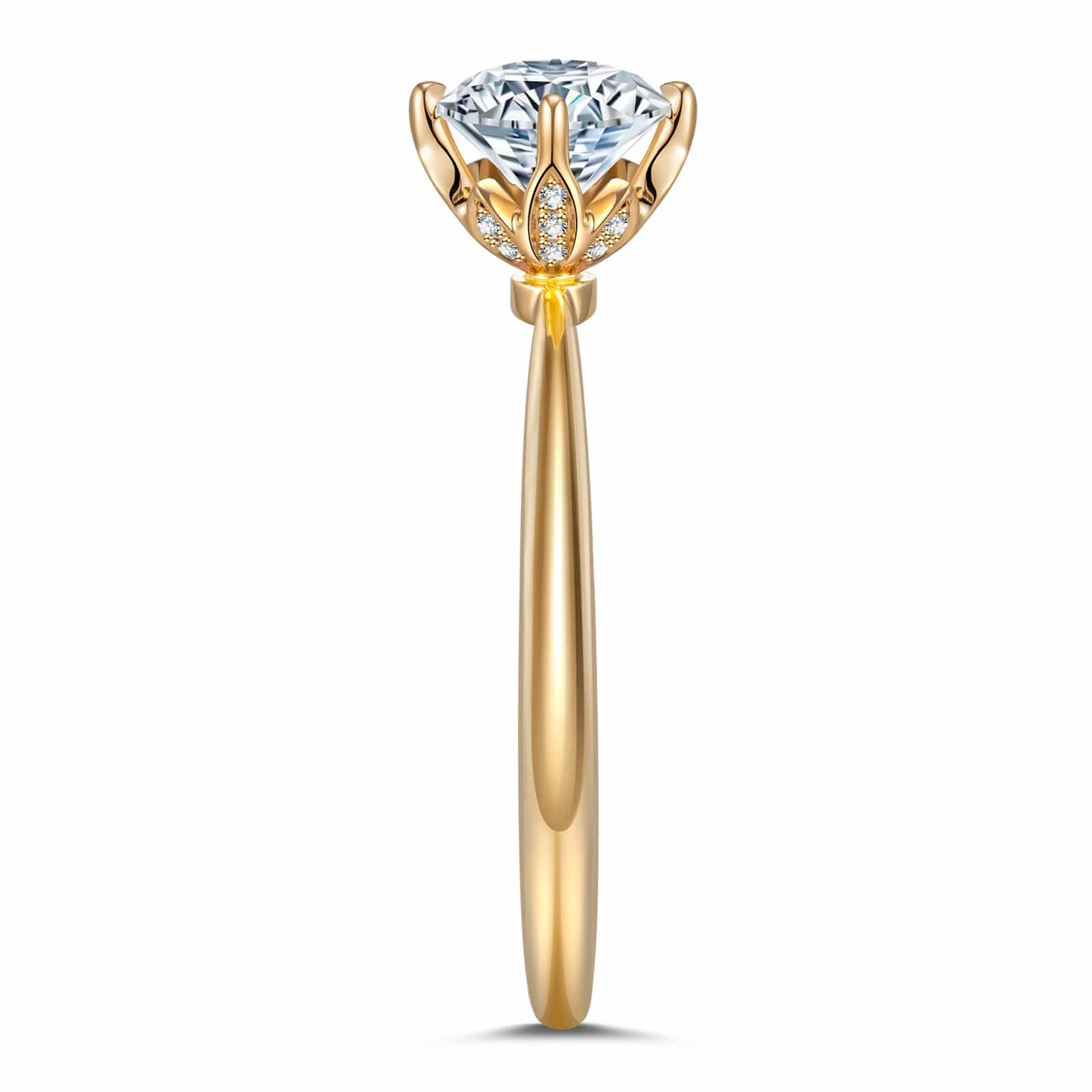 IGI Certified Lab-Grown Round Brilliant Cut Diamond - Hidden Halo Classic Engagement Ring 14K Yellow Gold Plated (Includes IGI Certification from International Gemological Institute) - Image 6