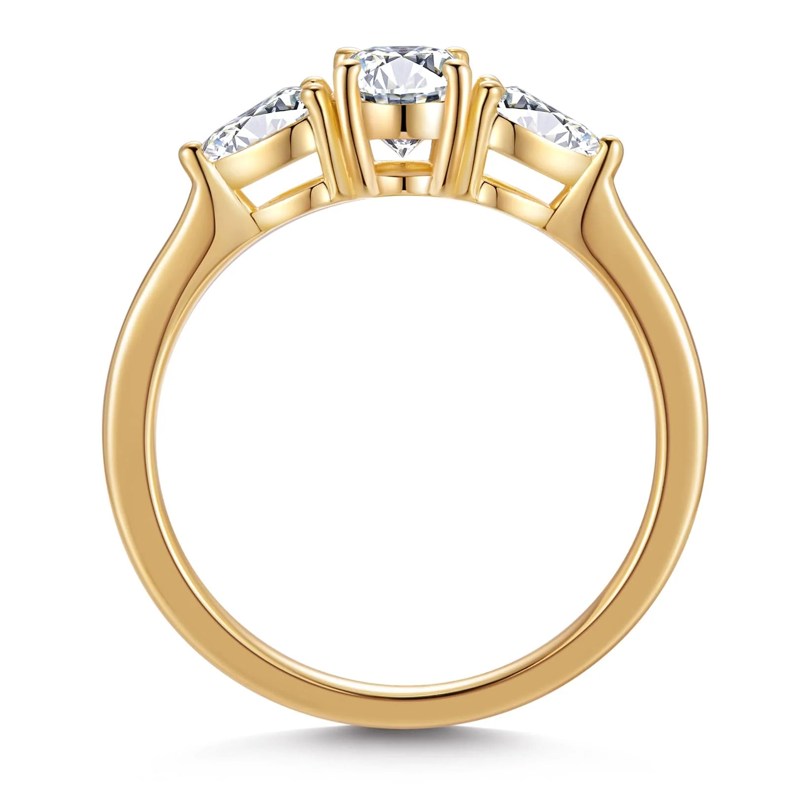 IGI Certified Lab-Grown Oval Brilliant Cut Diamond - Three Stone Classic Engagement Ring 14K Yellow Gold Plated (Includes IGI Certification from International Gemological Institute) - Image 5