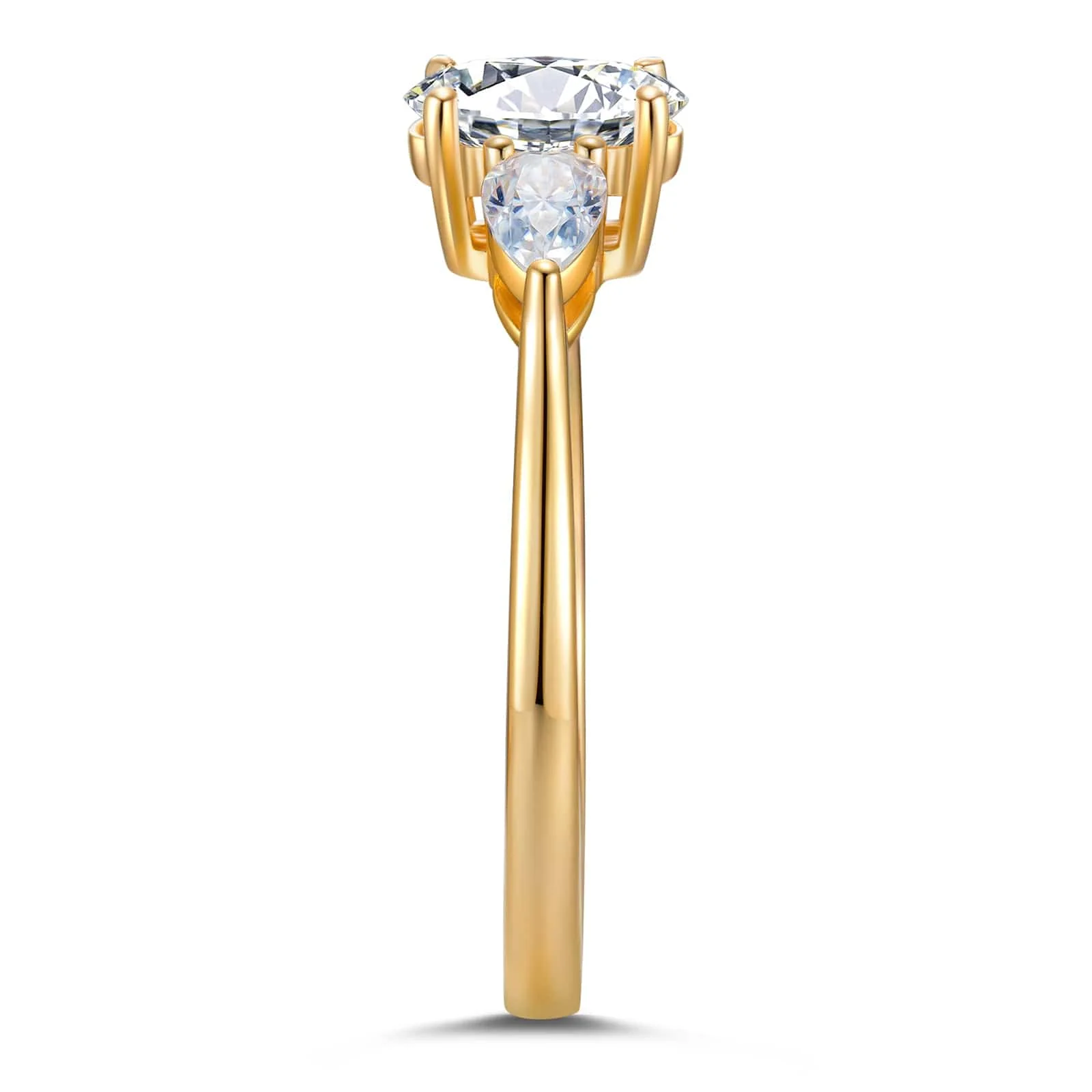 IGI Certified Lab-Grown Oval Brilliant Cut Diamond - Three Stone Classic Engagement Ring 14K Yellow Gold Plated (Includes IGI Certification from International Gemological Institute) - Image 6
