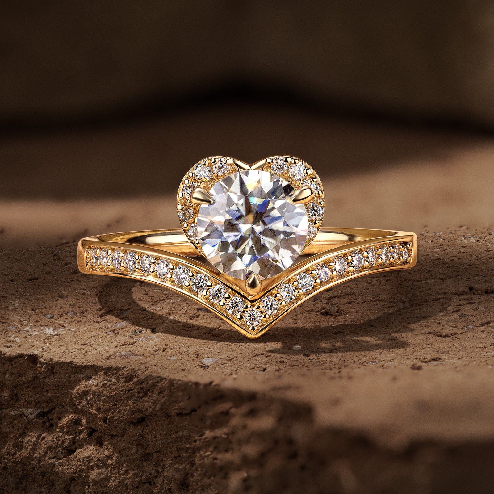 IGI Certified Lab-Grown Round Brilliant Cut Diamond - Pave Classic Engagement Ring 14K Yellow Gold Plated (Includes IGI Certification from International Gemological Institute) - Image 3