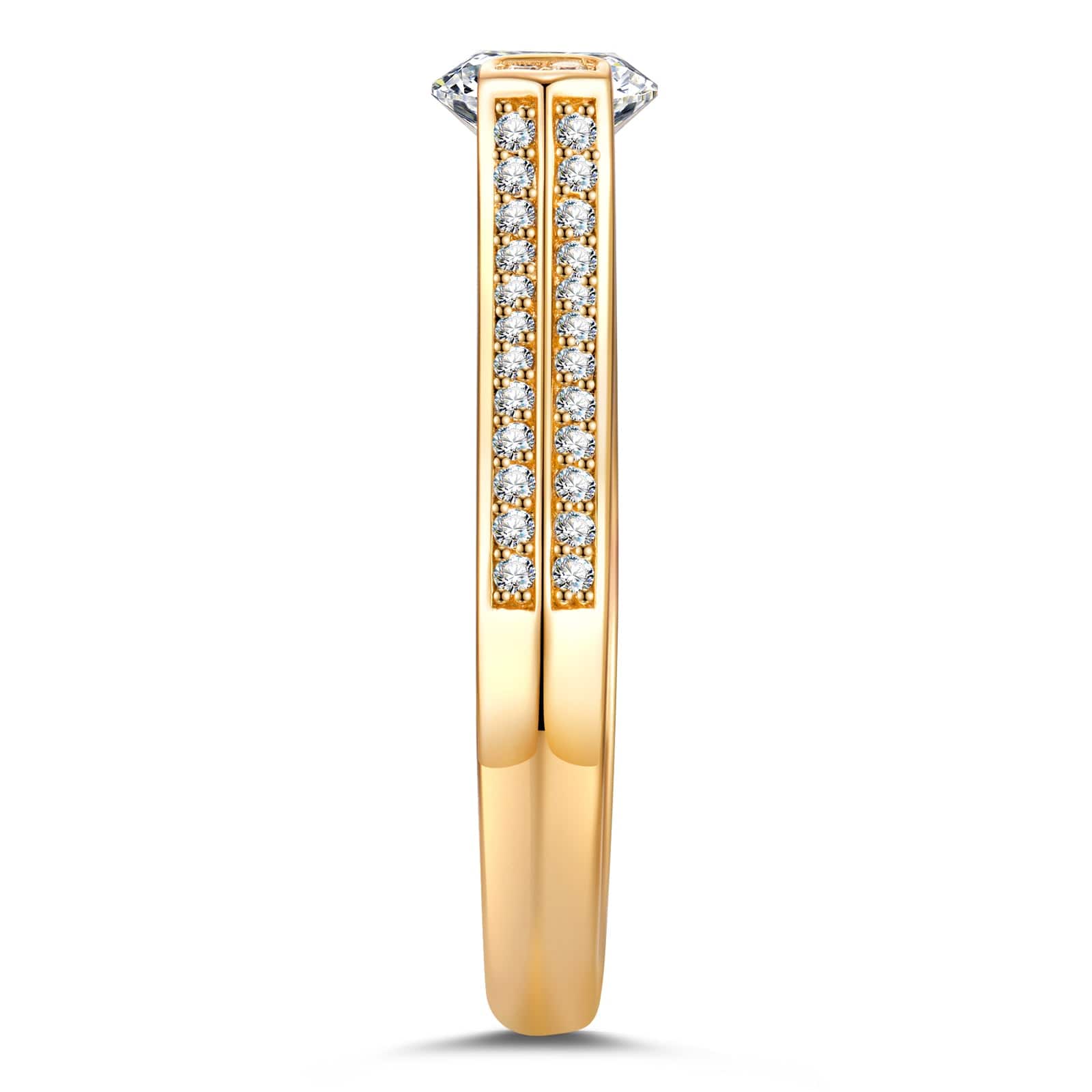 IGI Certified Lab-Grown Round Brilliant Cut Diamond - Pave Classic Engagement Ring 14K Yellow Gold Plated (Includes IGI Certification from International Gemological Institute) - Image 4