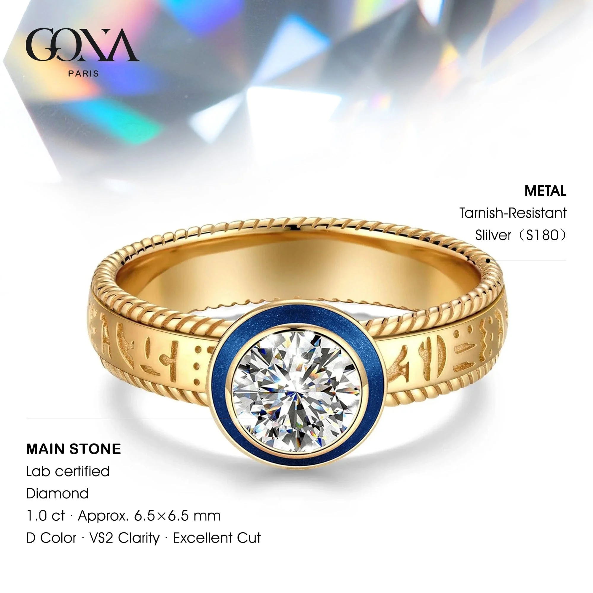 IGI Certified Lab-Grown Round Brilliant Cut Diamond - Solitaire Classic Engagement Ring 14K Yellow Gold Plated (Includes IGI Certification from International Gemological Institute) - Image 3